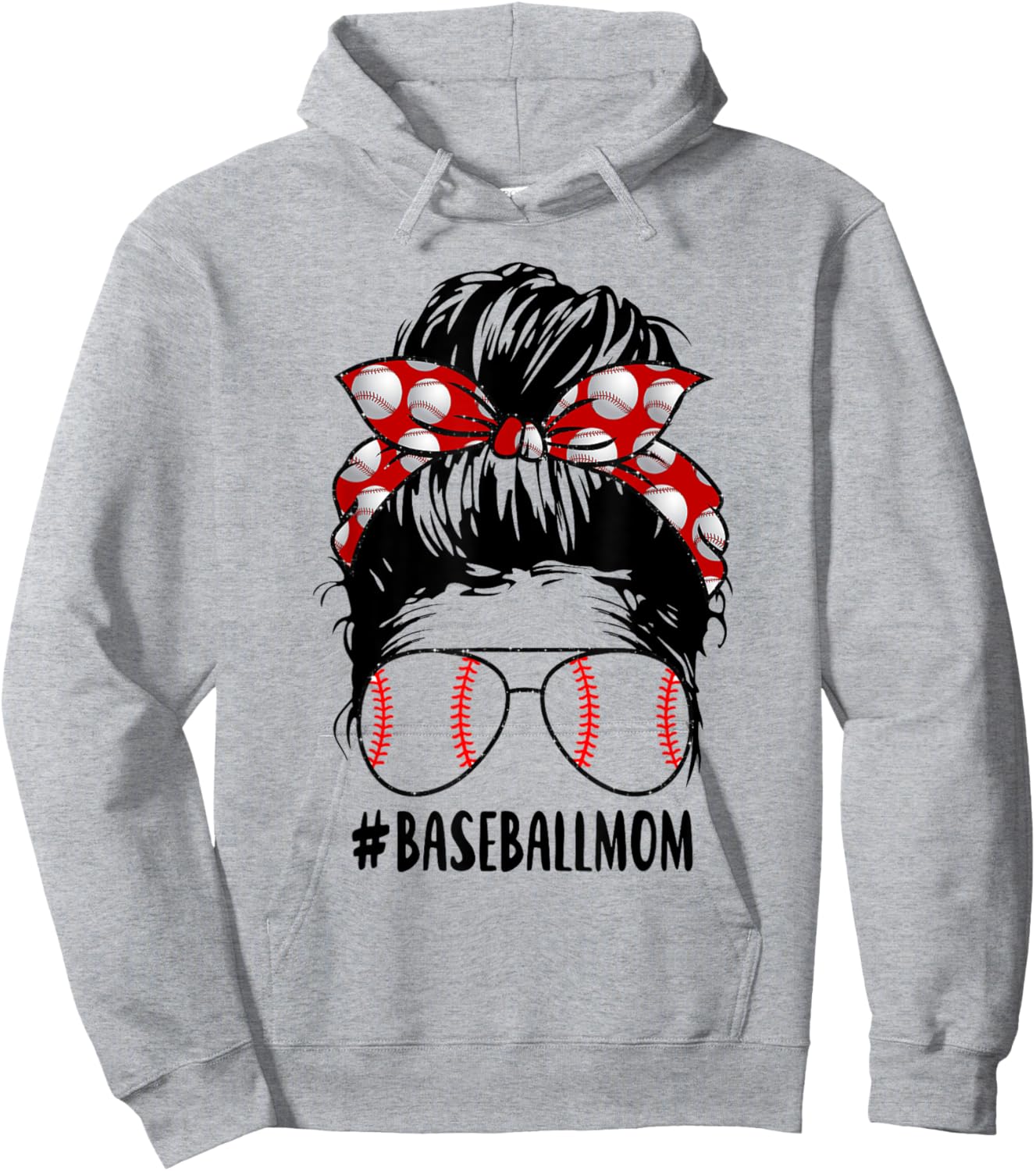 Baseball Mom Hair Baseball Sunglasses Hoodie - Hoodie | Ash