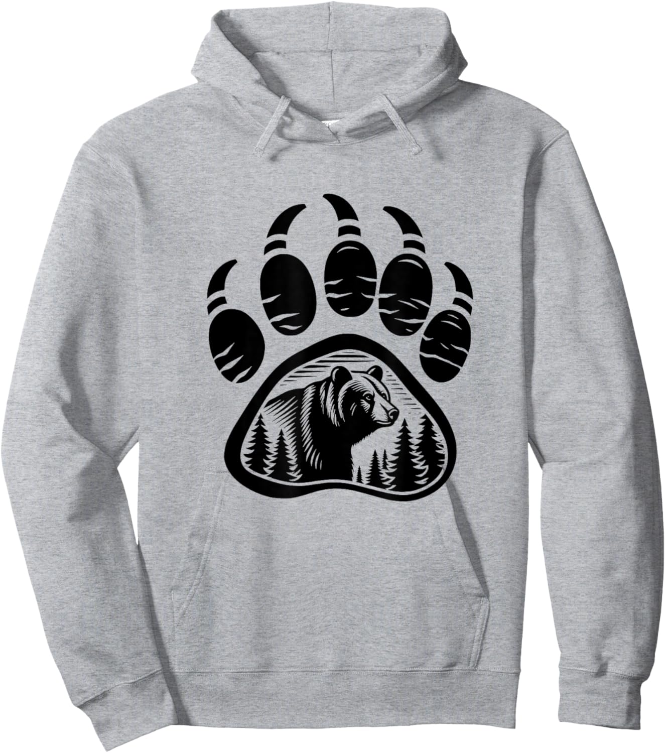Grizzly Bear Paw Graphic Design Hoodie - Hoodie | Ash