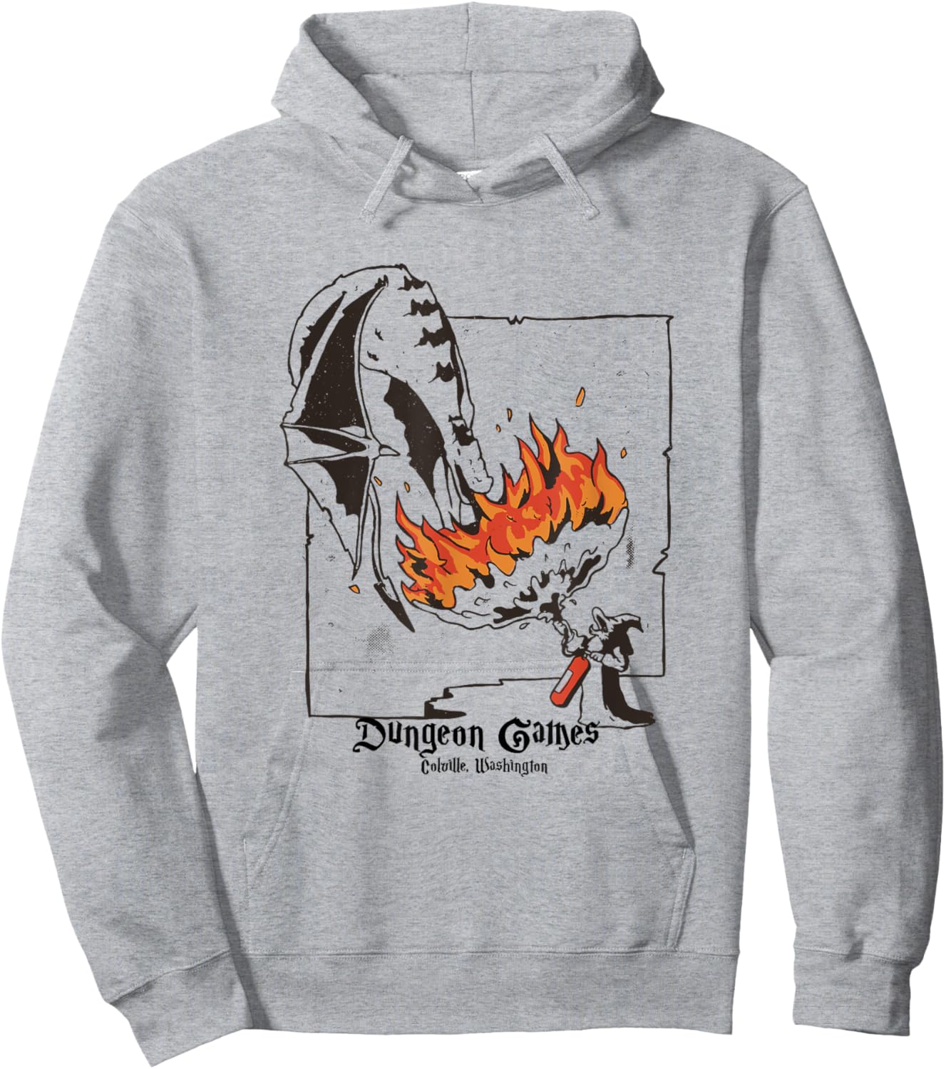 Funny Dragon and Wizard Fantasy Hoodie - Hoodie | Ash
