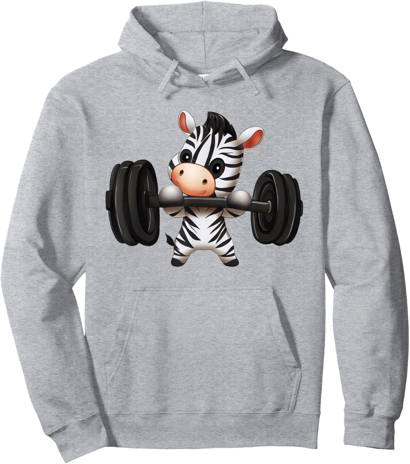 Zebra Barbell Workout Fitness Safari Design Hoodie - Hoodie | Ash