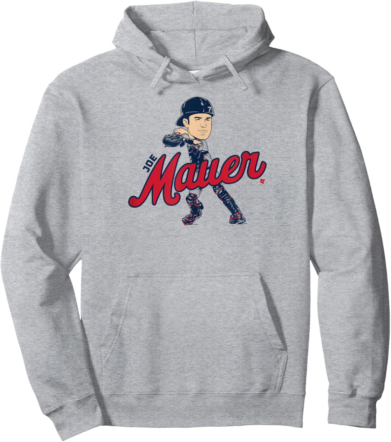 Joe Mauer - Caricature - Minnesota Baseball Hoodie - Hoodie | Ash