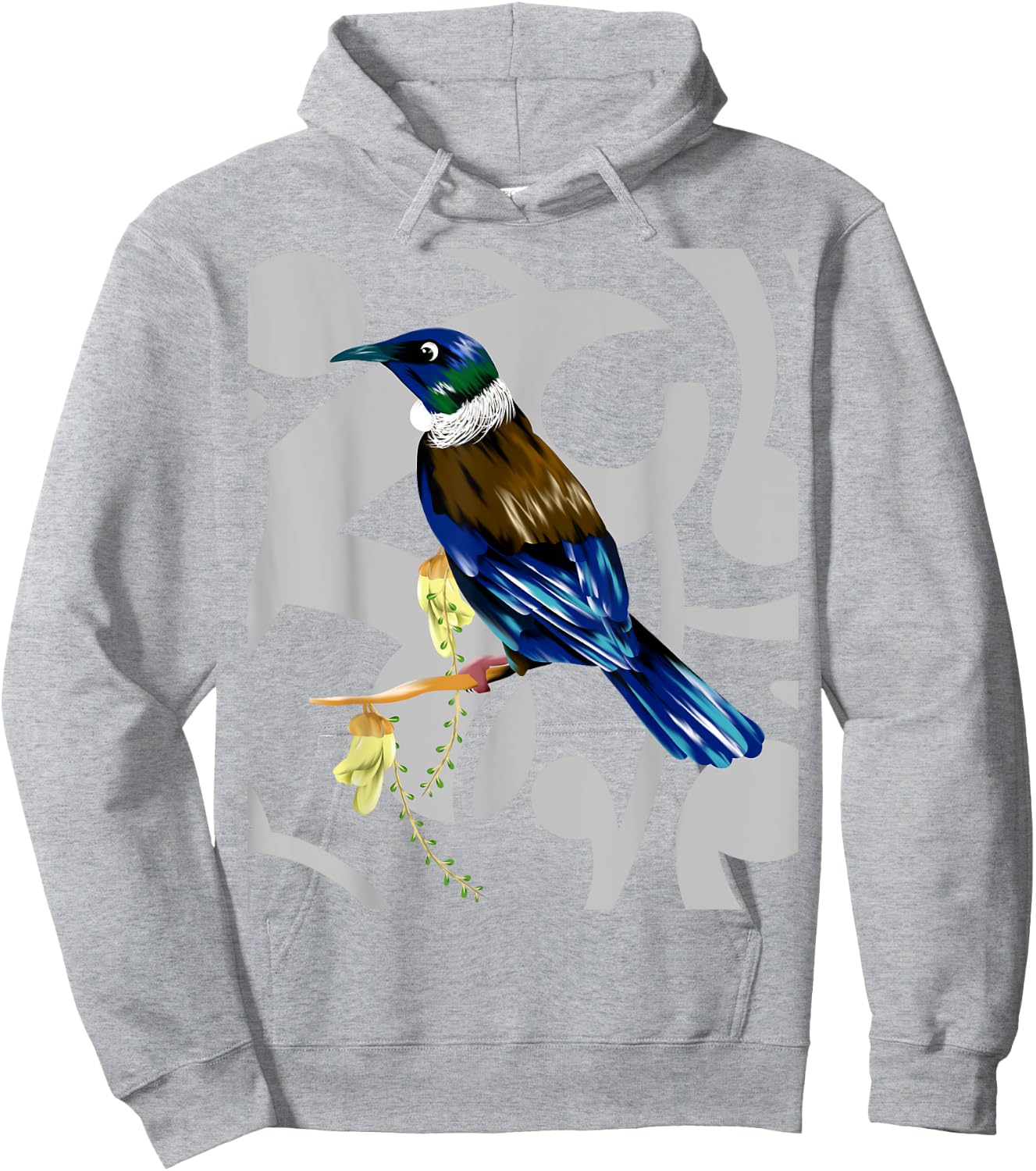 Tui New Zealand Bird Maori Koru Pattern. Hoodie - Hoodie | Ash