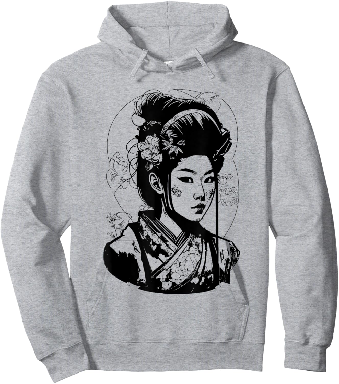 Comic Drawing of a Japanese Manga Geisha Hoodie - Hoodie | Ash