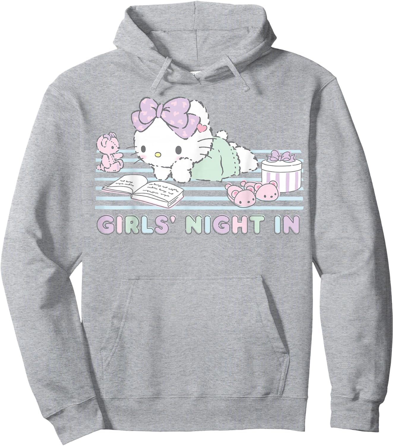 Hello Kitty Girls Night In Reading Short Sleeve Hoodie - Hoodie | Ash