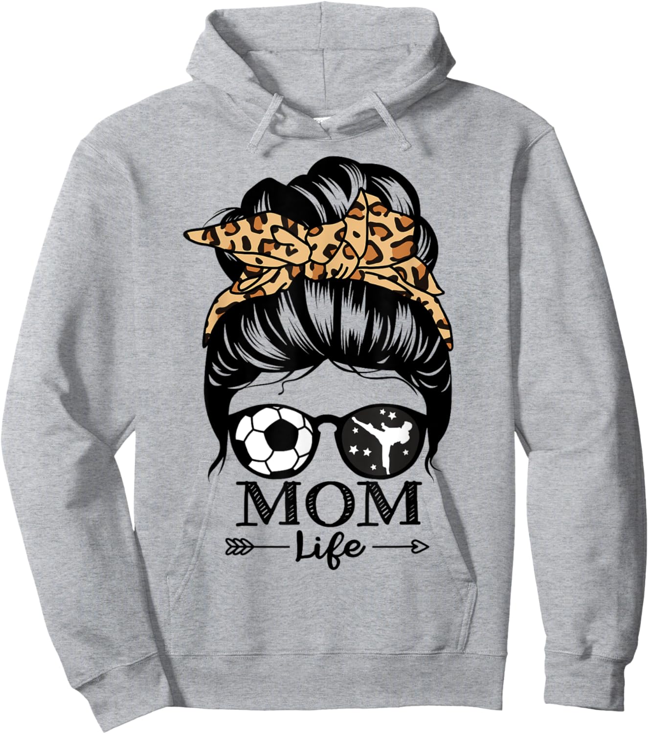 Mom Life Messy Bun Hair Funny Soccer Karate Mom Hoodie - Hoodie | Ash