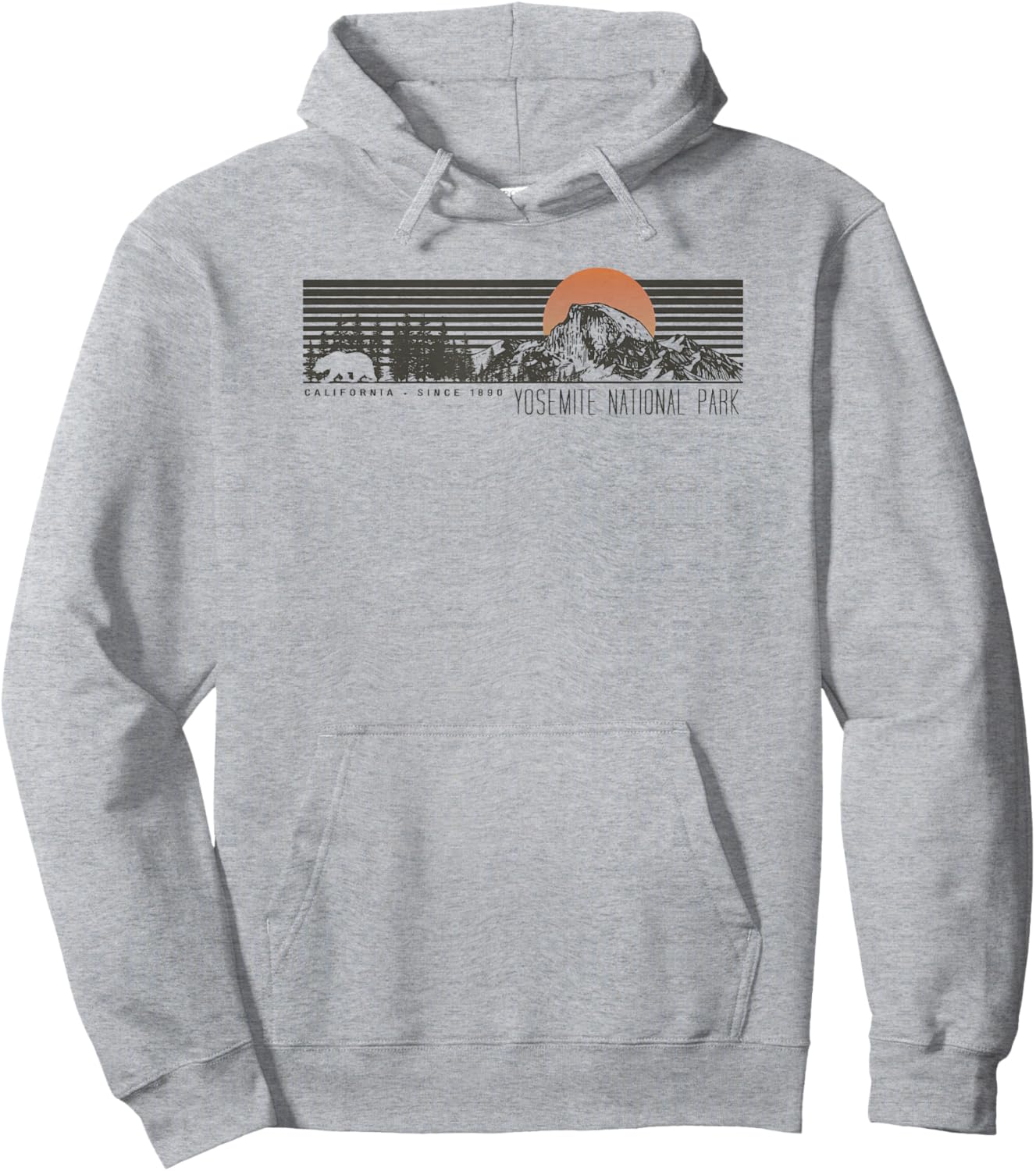 Retro Yosemite National Park Half Dome Hoodie - Hoodie | Ash