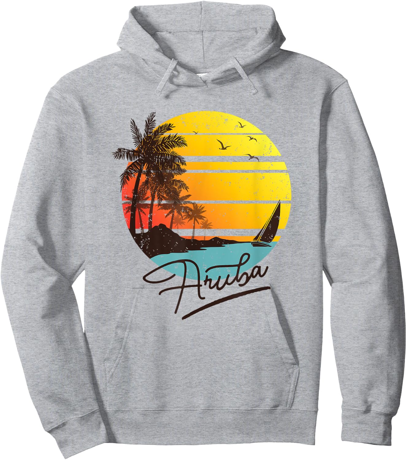 Aruba Retro Summer Tropical Beach Hoodie - Hoodie | Ash