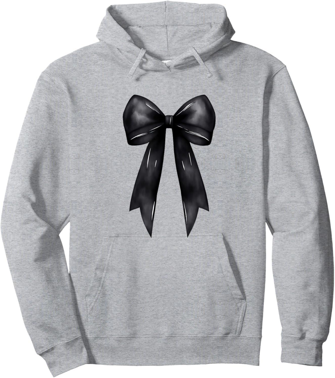 Aesthetic Black Bow Ribbon Watercolor Hoodie - Hoodie | Ash