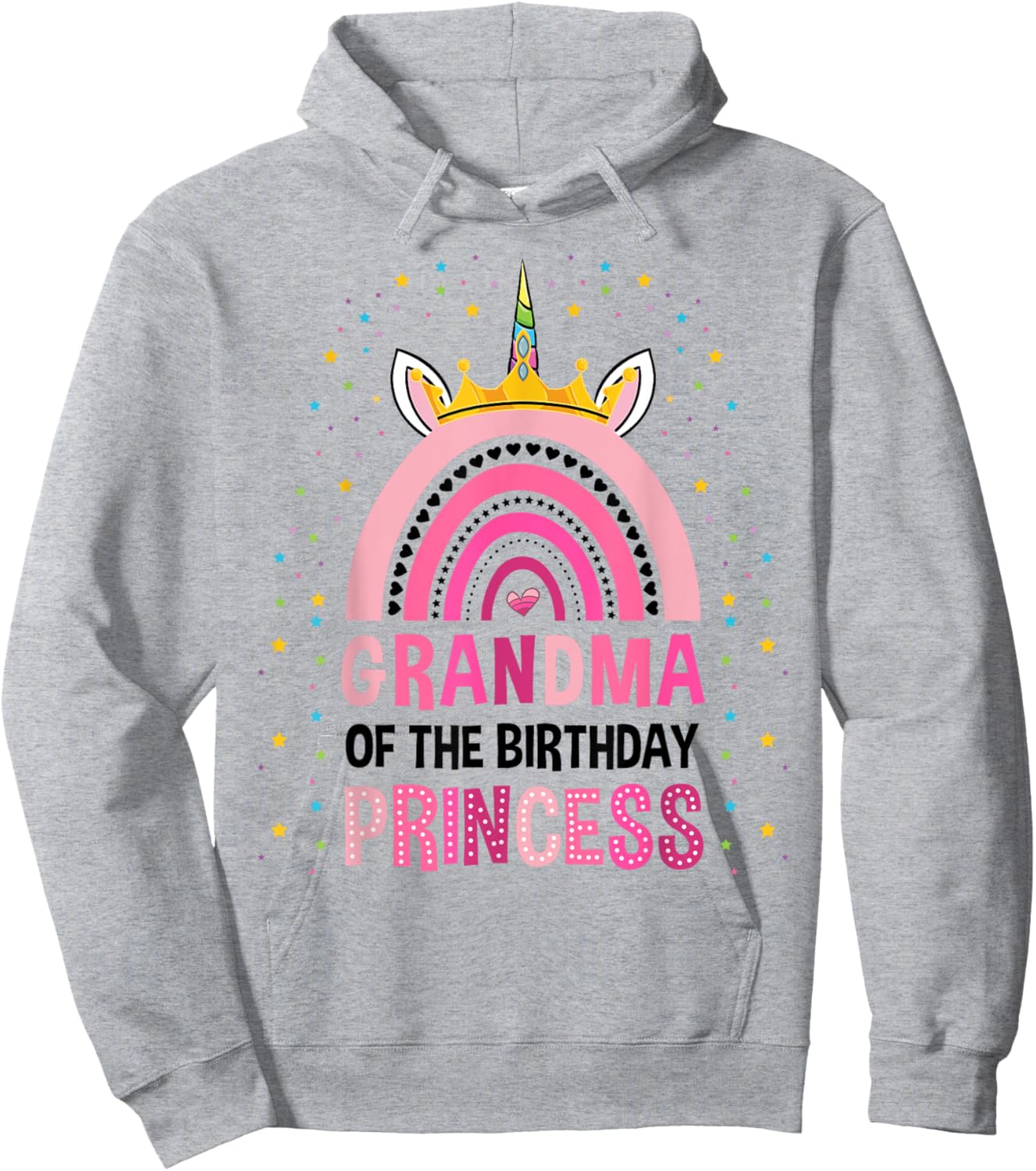 Grandma Of The Birthday Princess Unicorn Hoodie - Hoodie | Ash
