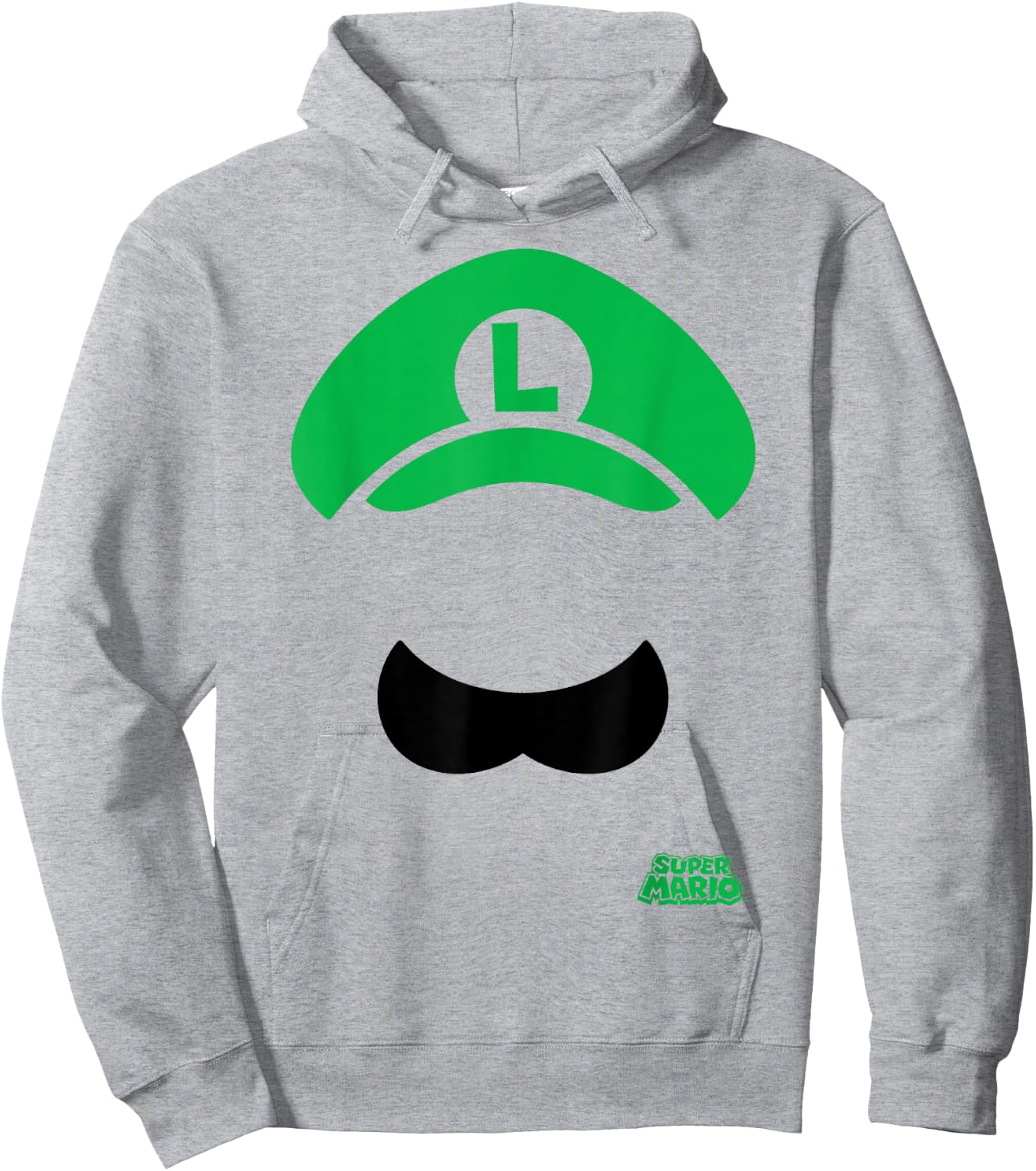 Super Mario Luigi Hat And Mustache Hoodie - Hoodie | Ash