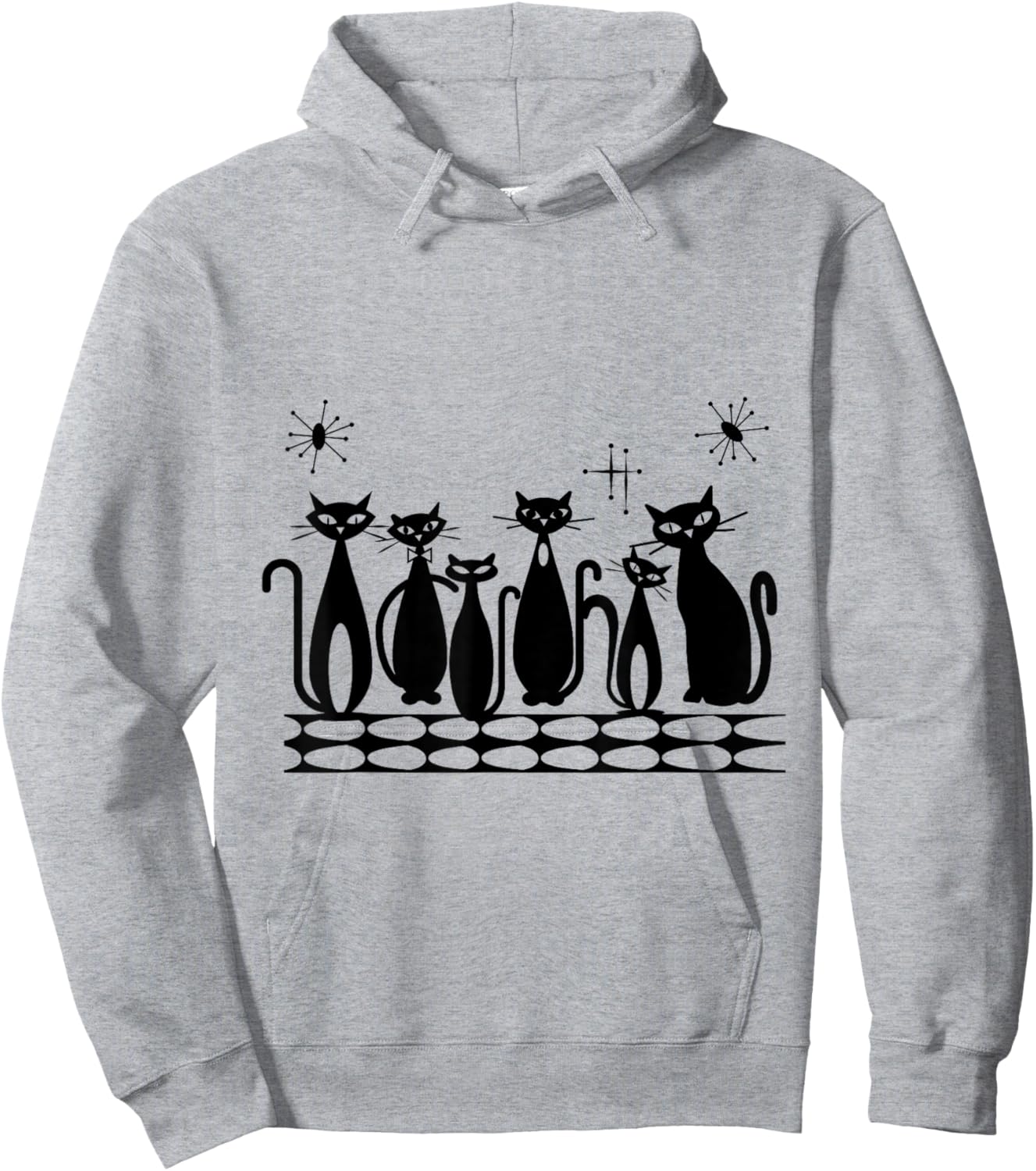 Atomic Cats Black Kitties MCM Retro Hoodie - Hoodie | Ash