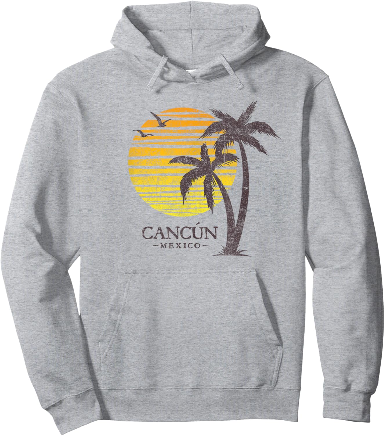 Cancun Mexico Souvenir Beach Sunset Vintage Hoodie - Hoodie | Ash