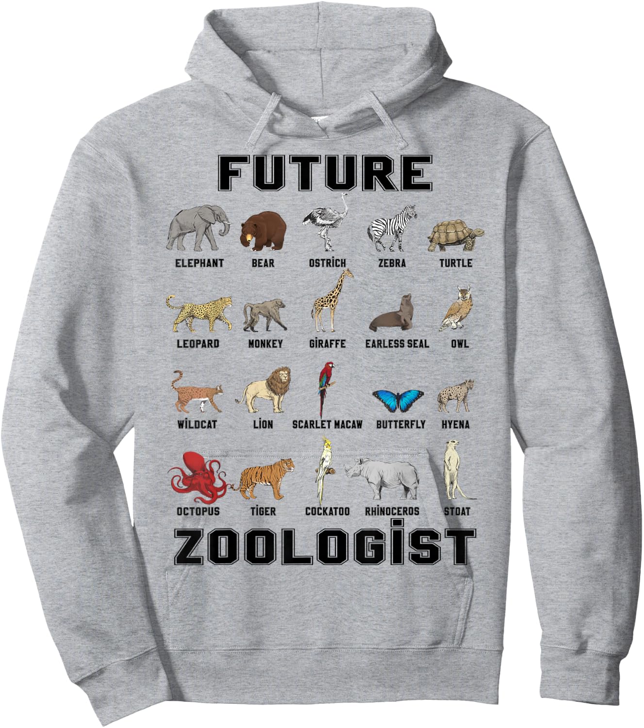 Kids Future Zoologist Funny Birthday T Shirt Hoodie - Hoodie | Ash