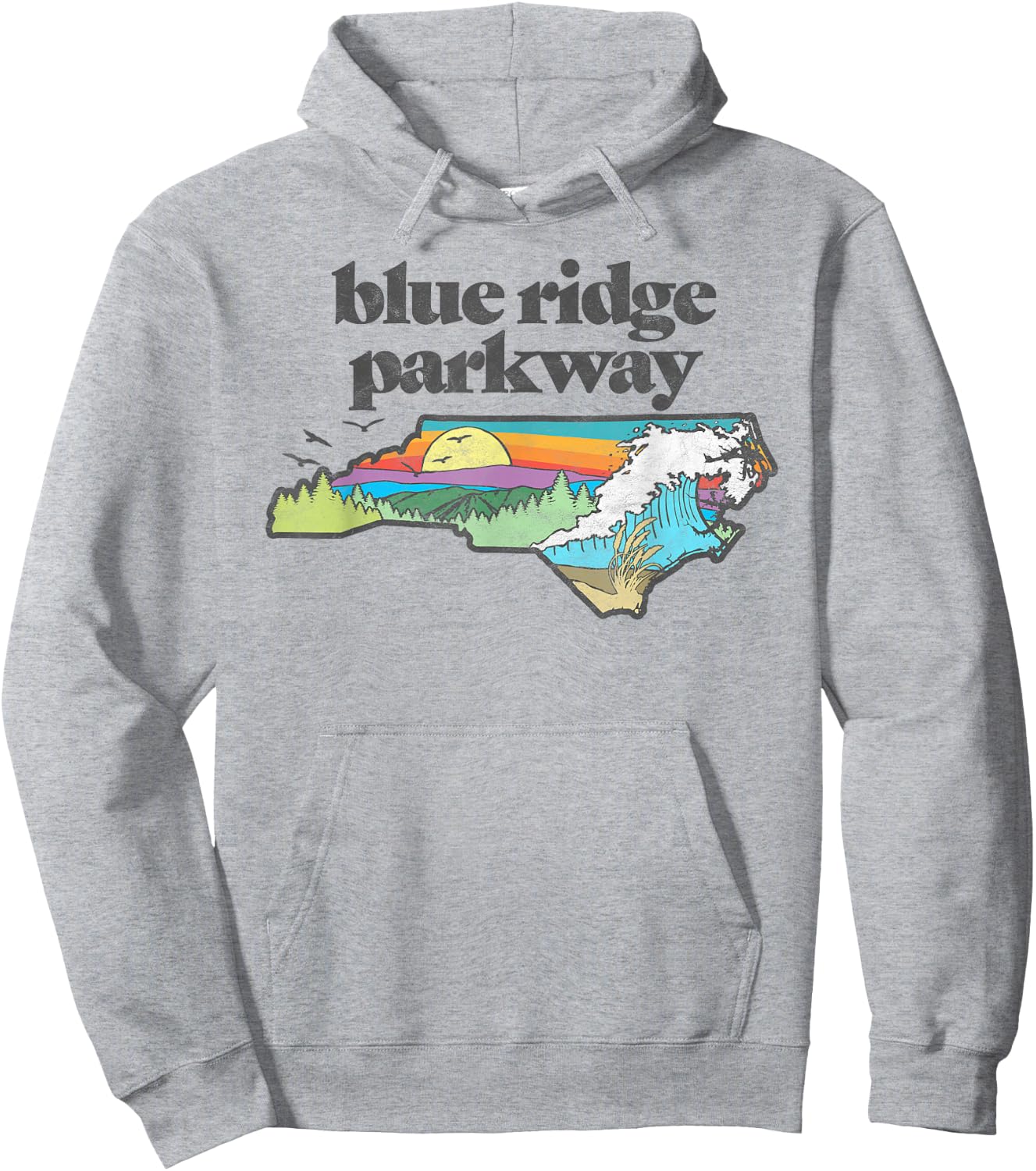 Blue Ridge Parkway North Carolina Retro Nature Hoodie - Hoodie | Ash