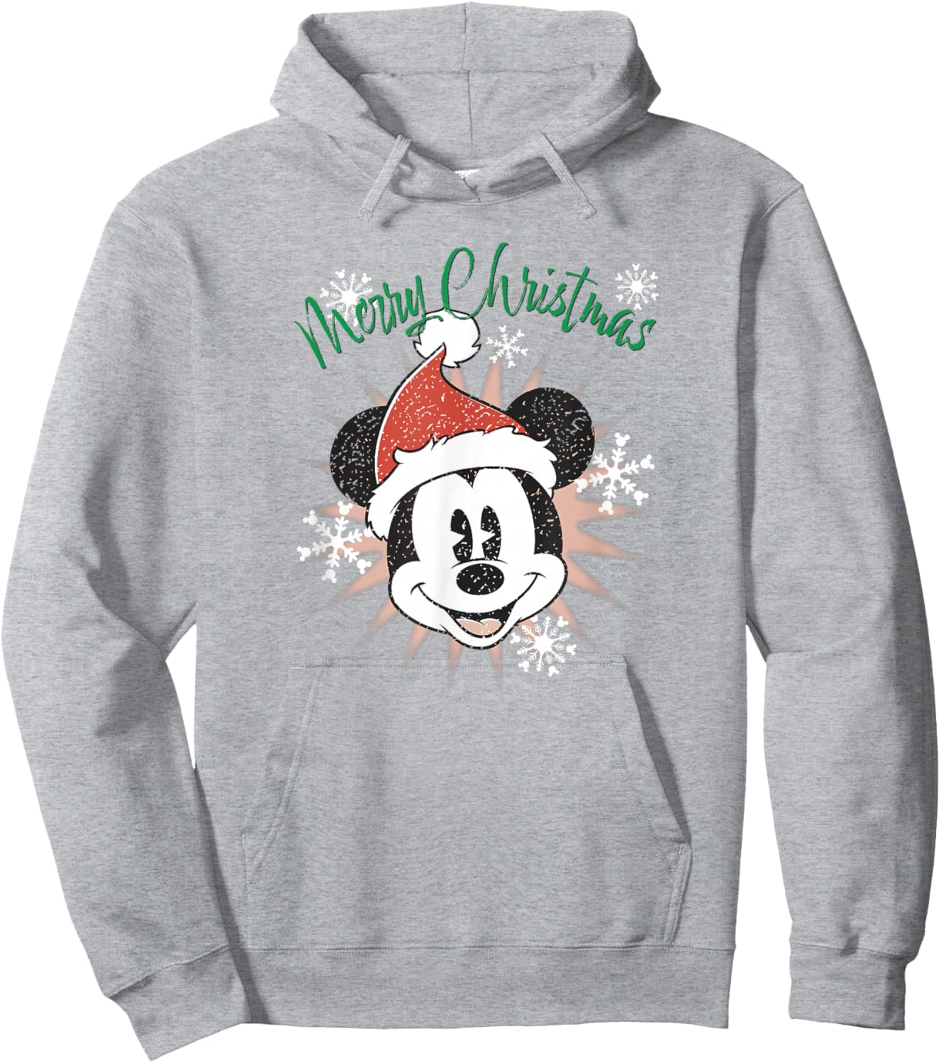 Disney Mickey Merry Christmas Snowflakes & Star Hoodie - Hoodie | Ash