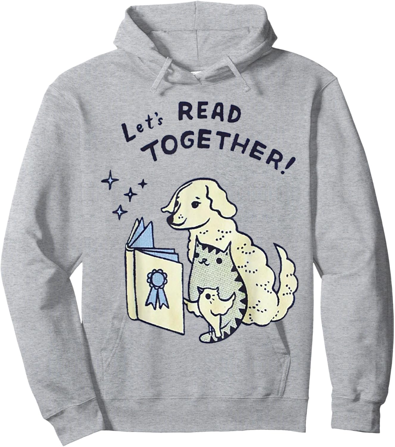 Let's read together Dog Cat Bird Men Women Hoodie - Hoodie | Ash