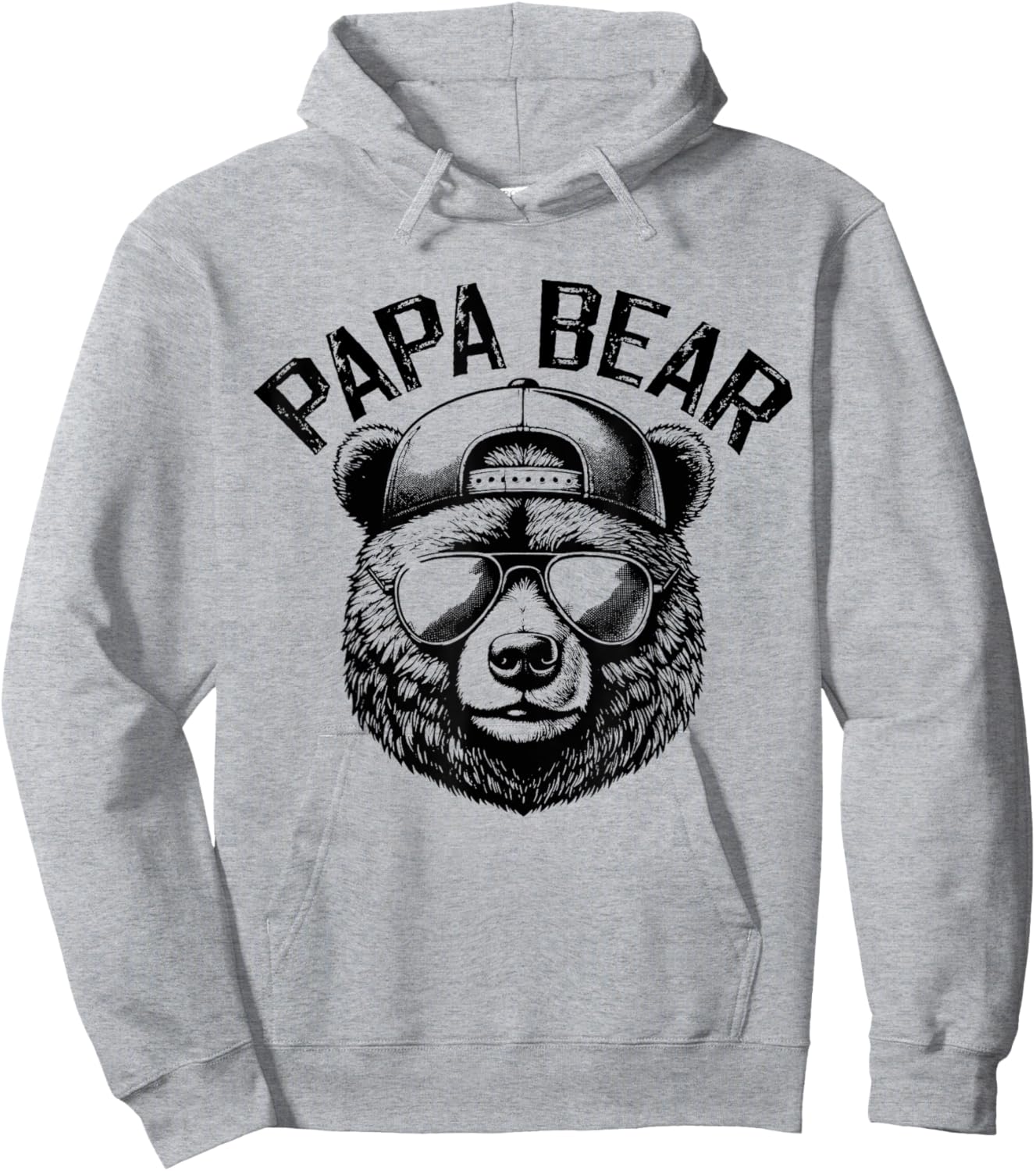 Papa Bear Face Grizzly Fathers Day Bear Lover Hoodie - Hoodie | Ash
