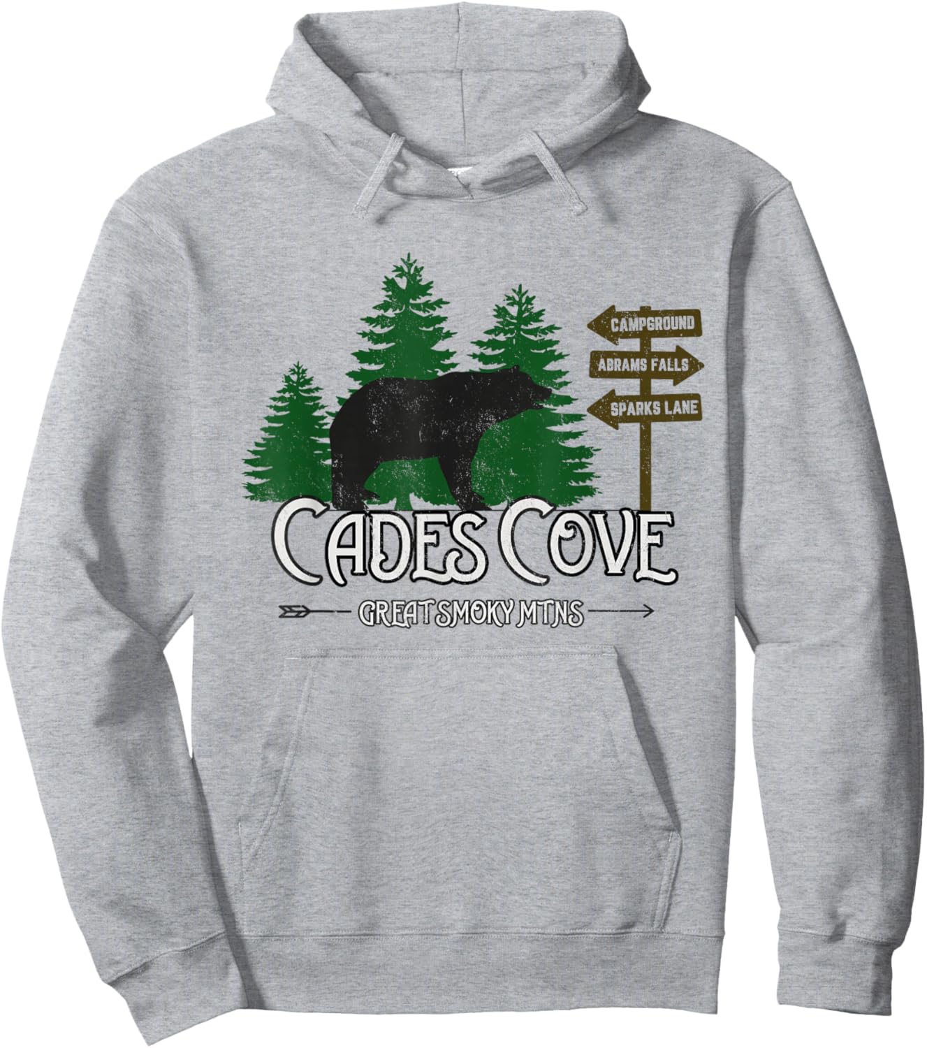 Cades Cove Black Bear Road Sign Hoodie - Hoodie | Ash