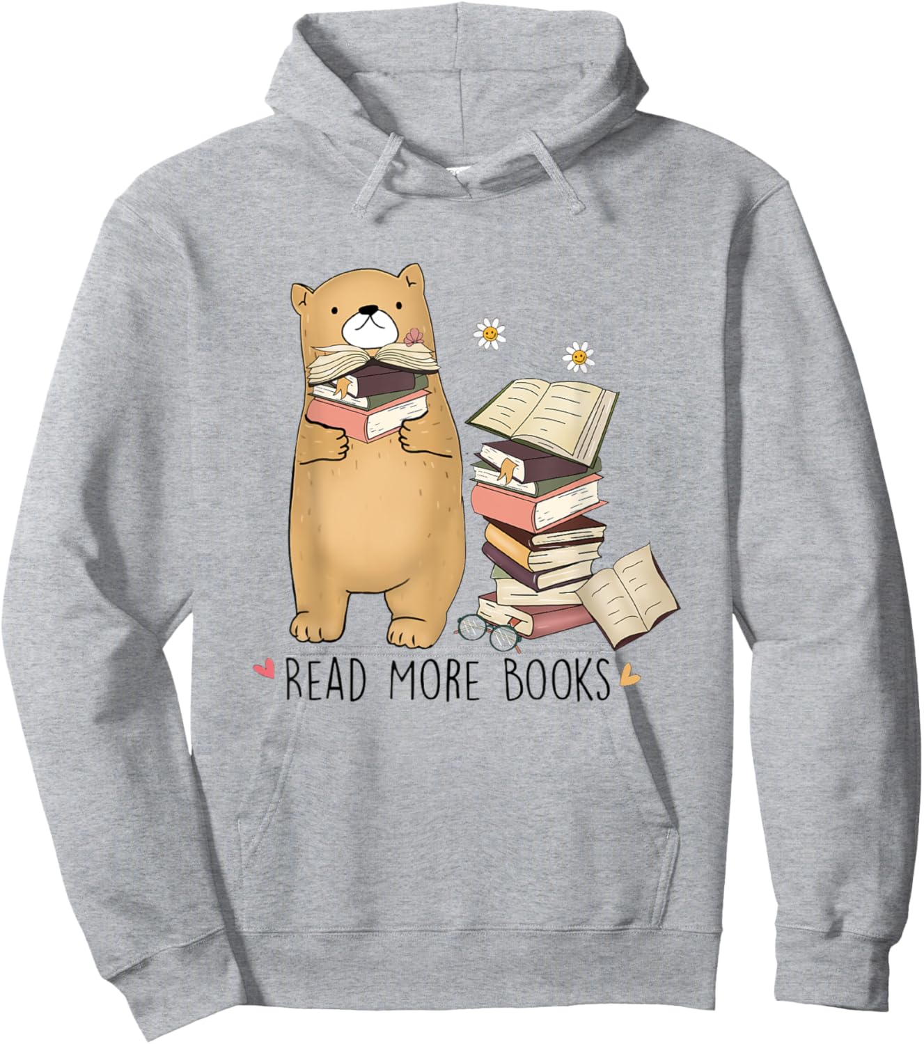 Read More Books Reading Book Lovers Bear Hoodie - Hoodie | Ash