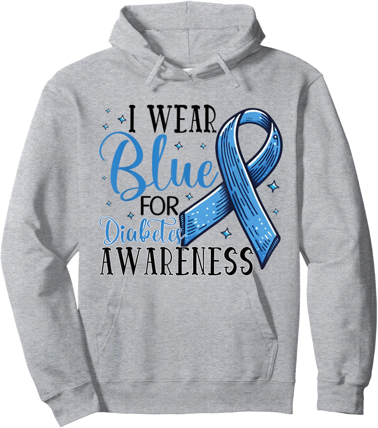 I Wear Blue For Diabetes Awareness Hoodie - Hoodie | Ash