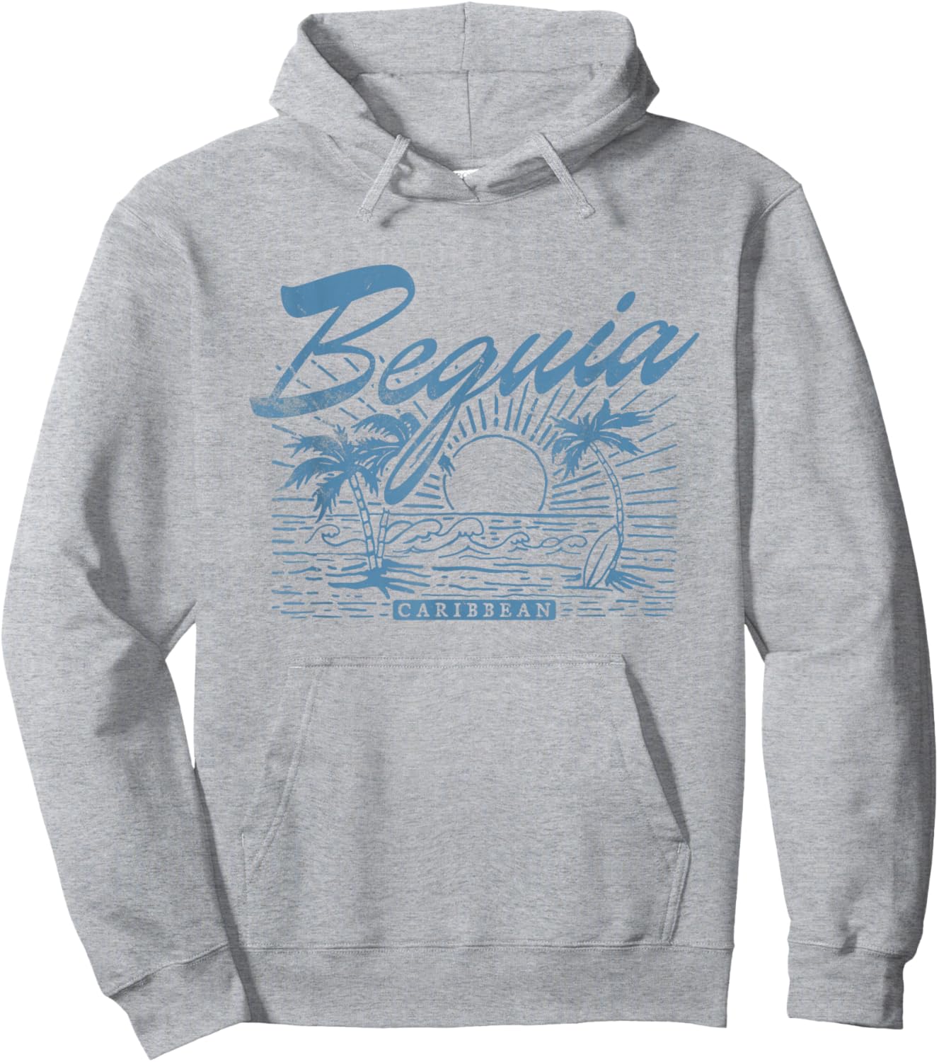 Bequia Caribbean Vintage Distressed Beach Hoodie - Hoodie | Ash