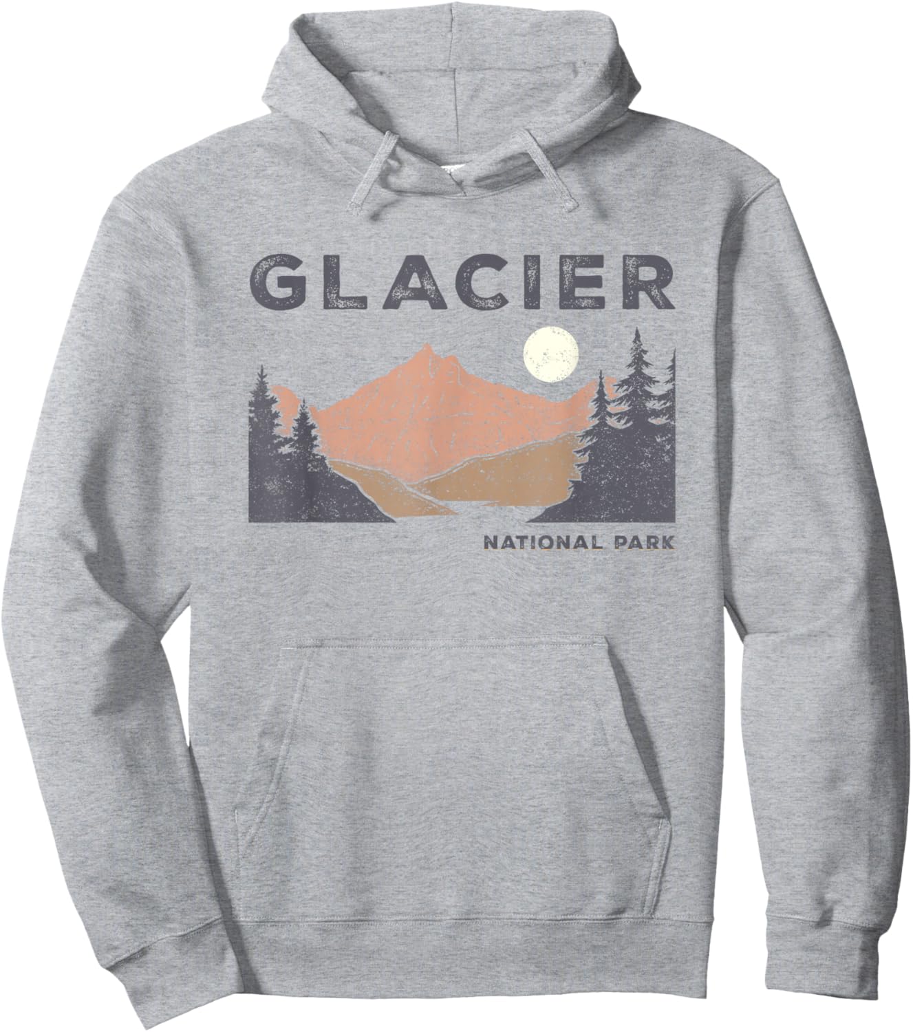 Retro Glacier National Park Montana Vintage Hoodie - Hoodie | Ash