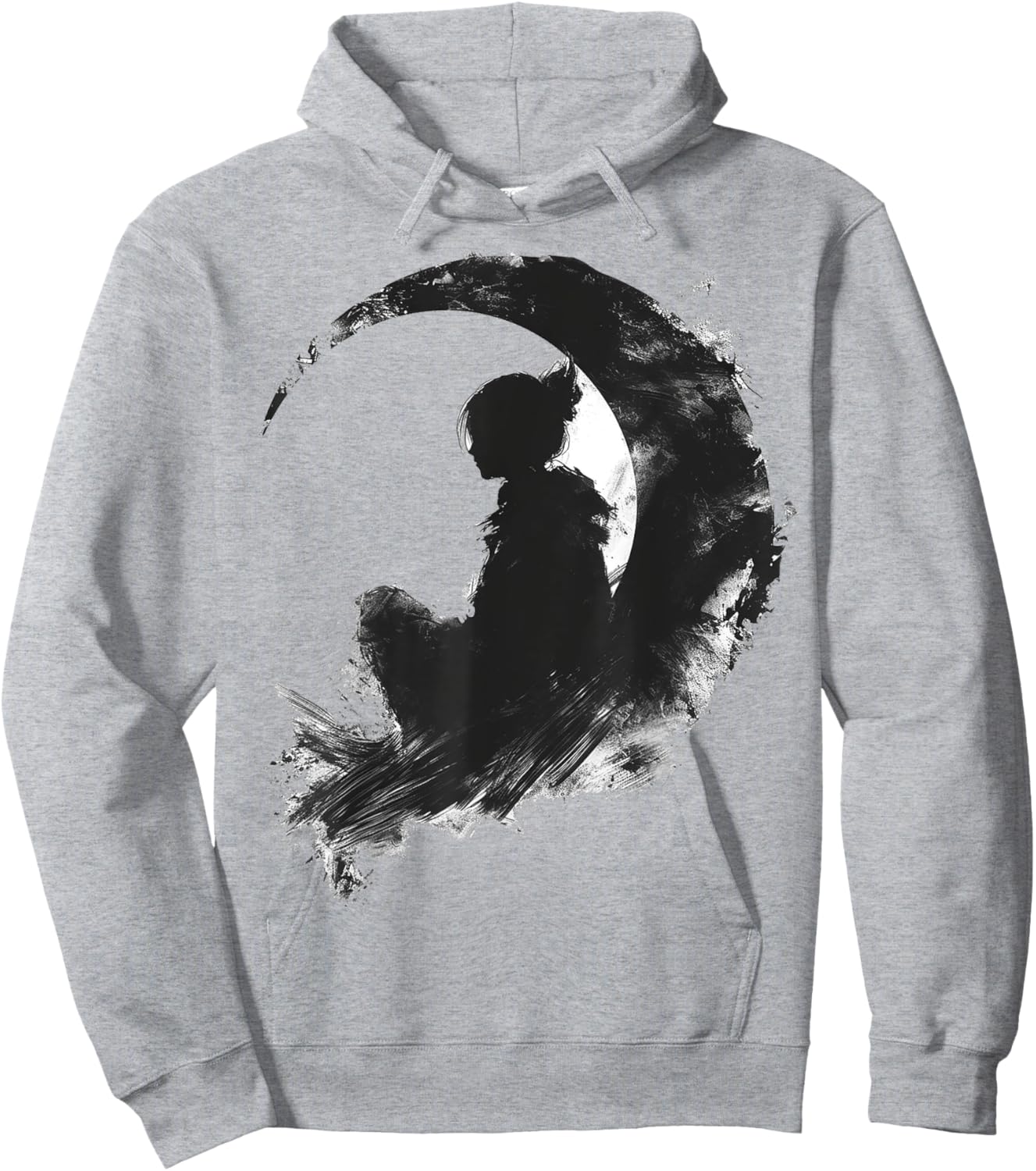 Anime Moon Graphic Art Girl Motif Anime Hoodie - Hoodie | Ash