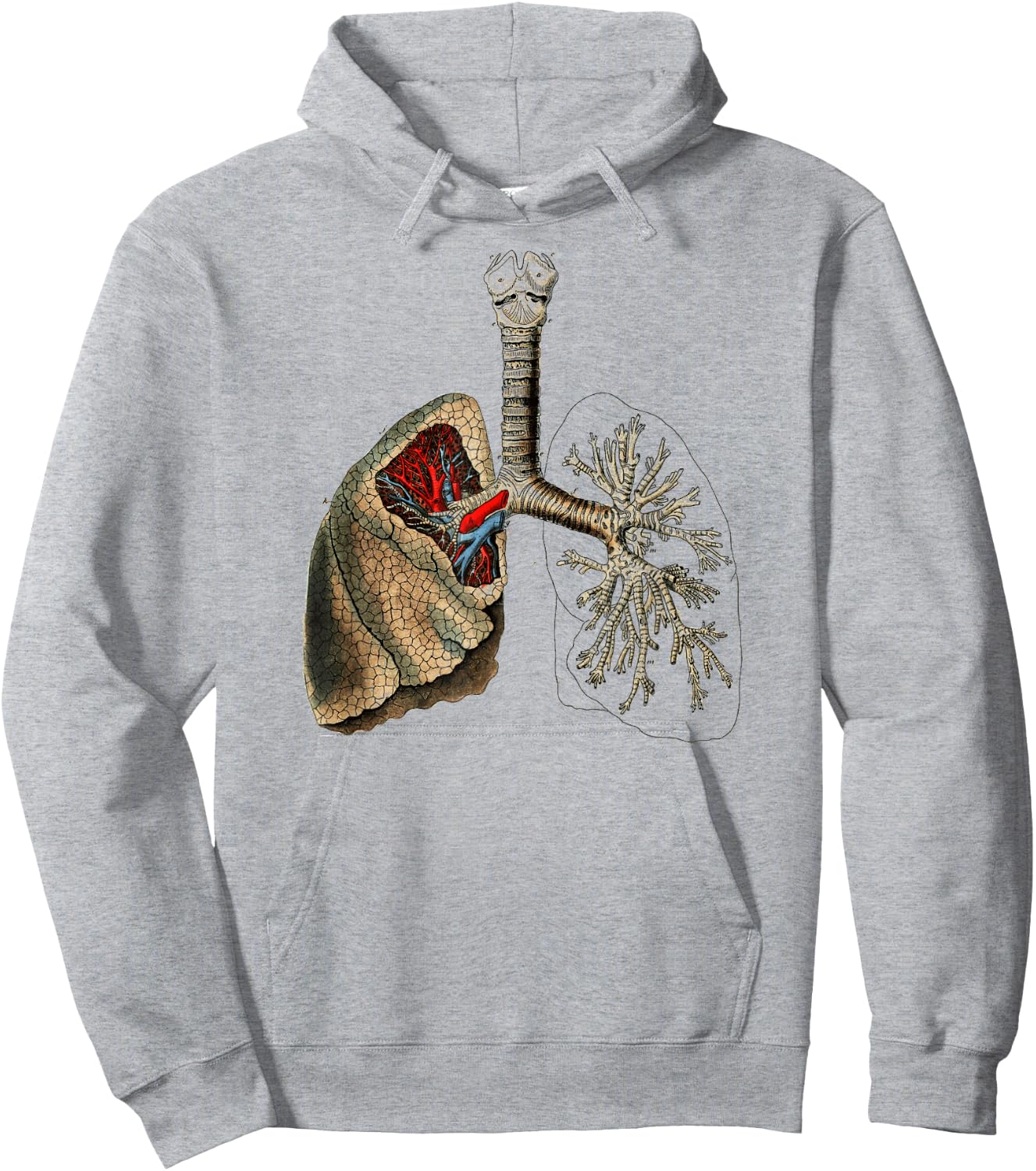Human Lung Vintage Lung Medical Anatomy Hoodie - Hoodie | Ash
