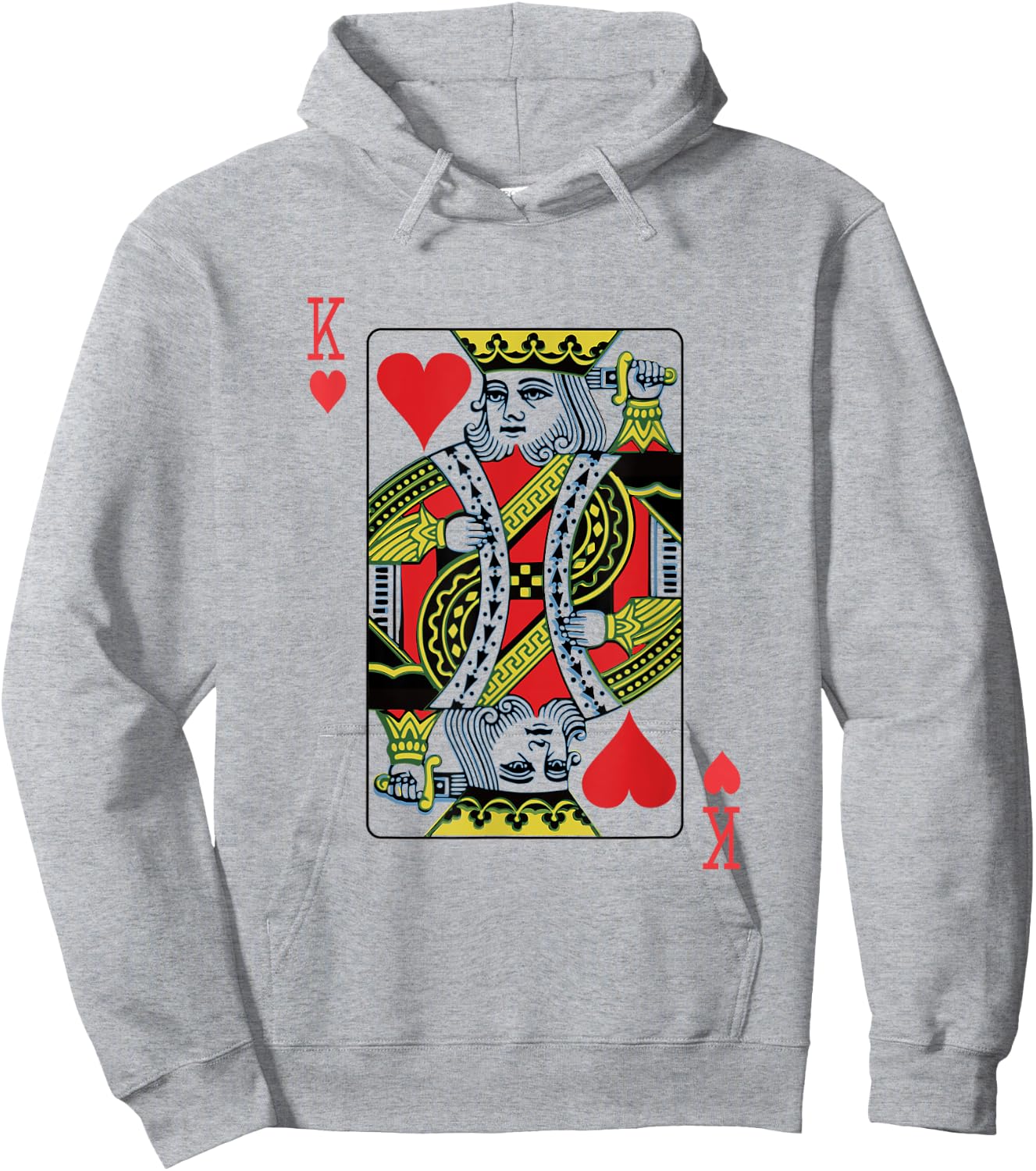 King of Hearts Playing Card Poker Hoodie - Hoodie | Ash
