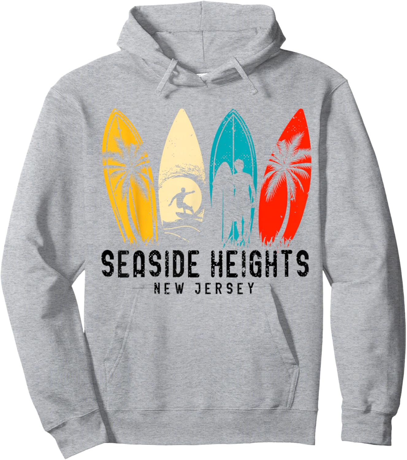 Vintage New Jersey Seaside Heights Surfboarder Hoodie - Hoodie | Ash