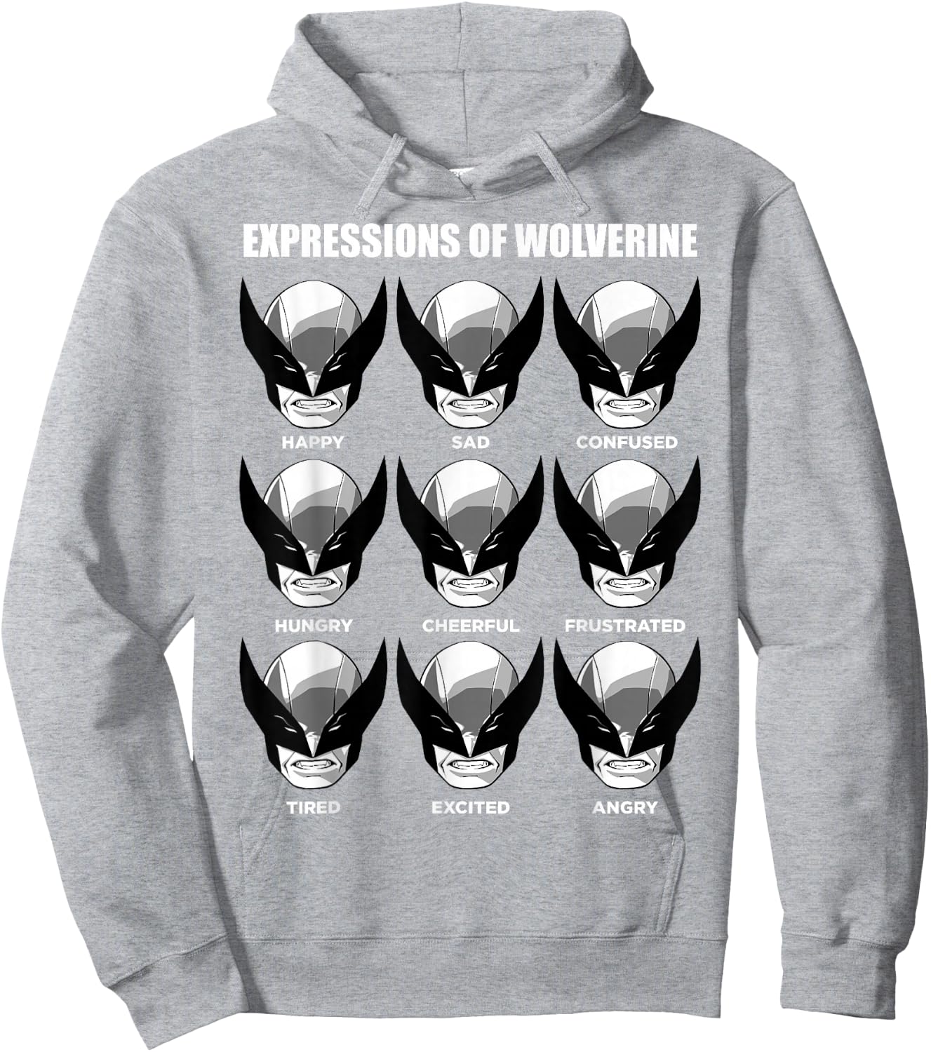 Marvel X-Men Expressions of Wolverine Grid Hoodie - Hoodie | Ash