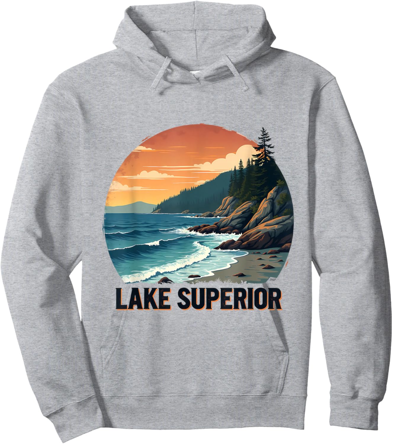 Lake Superior Scenic Nature Artwork Hoodie - Hoodie | Ash