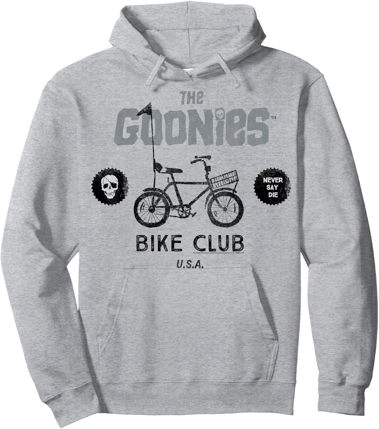 The Goonies Bike Club Never Say Die Text Hoodie - Hoodie | Ash