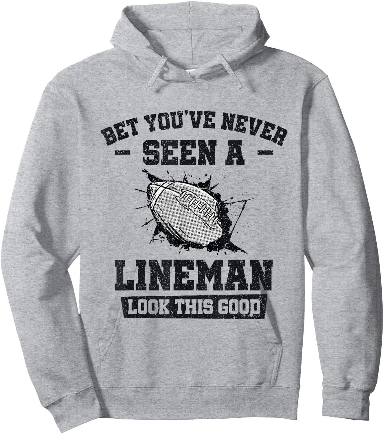 American Football Proud Lineman Football Player Hoodie - Hoodie | Ash
