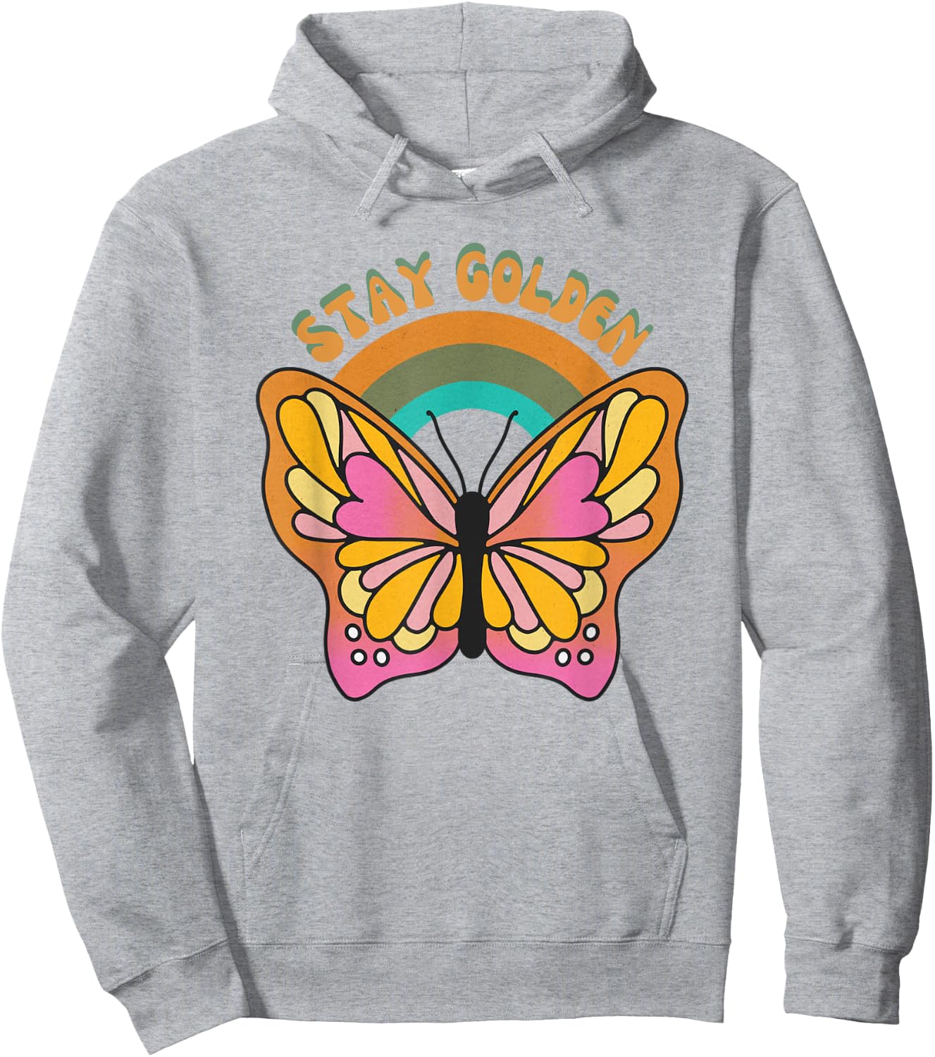Stay Golden Butterfly Retro Vintage Hoodie - Hoodie | Ash