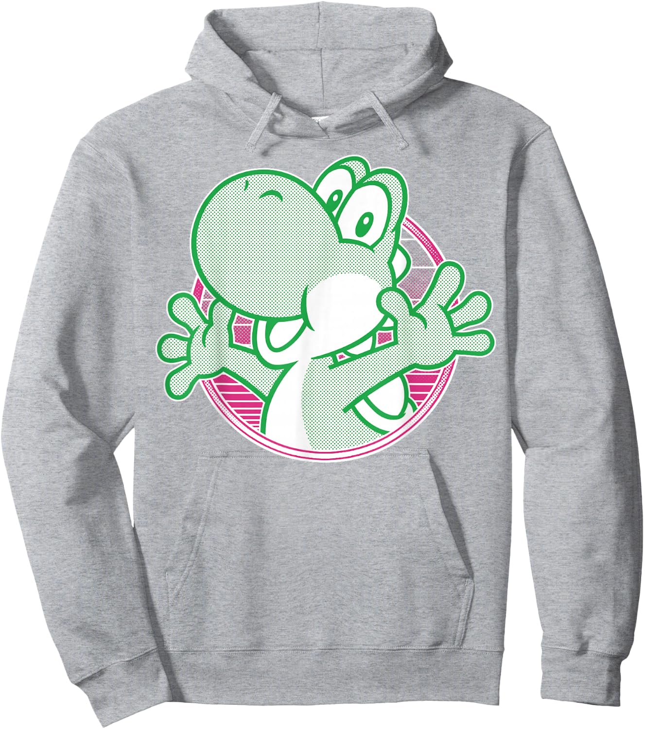 Super Mario Yoshi Neon Circle Portrait Hoodie - Hoodie | Ash