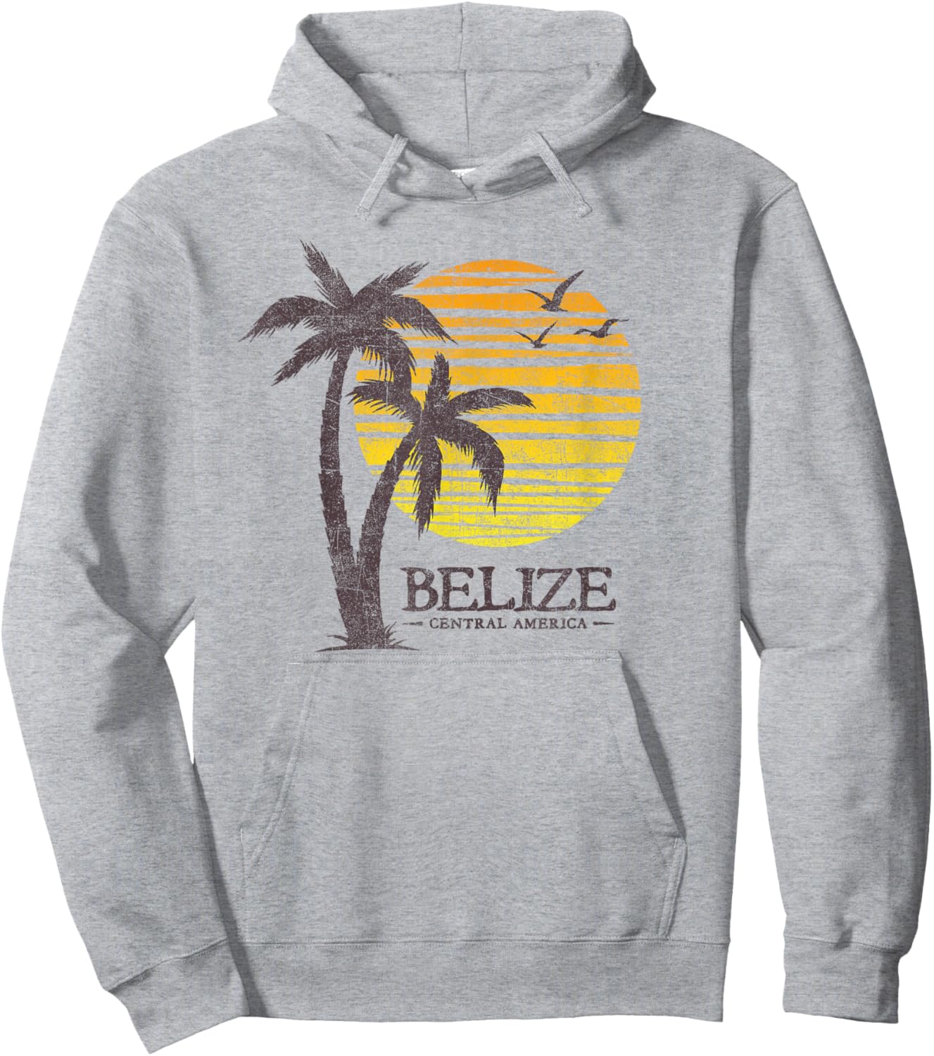 Retro Belize Souvenir Vintage Sunset Vacation Hoodie - Hoodie | Ash