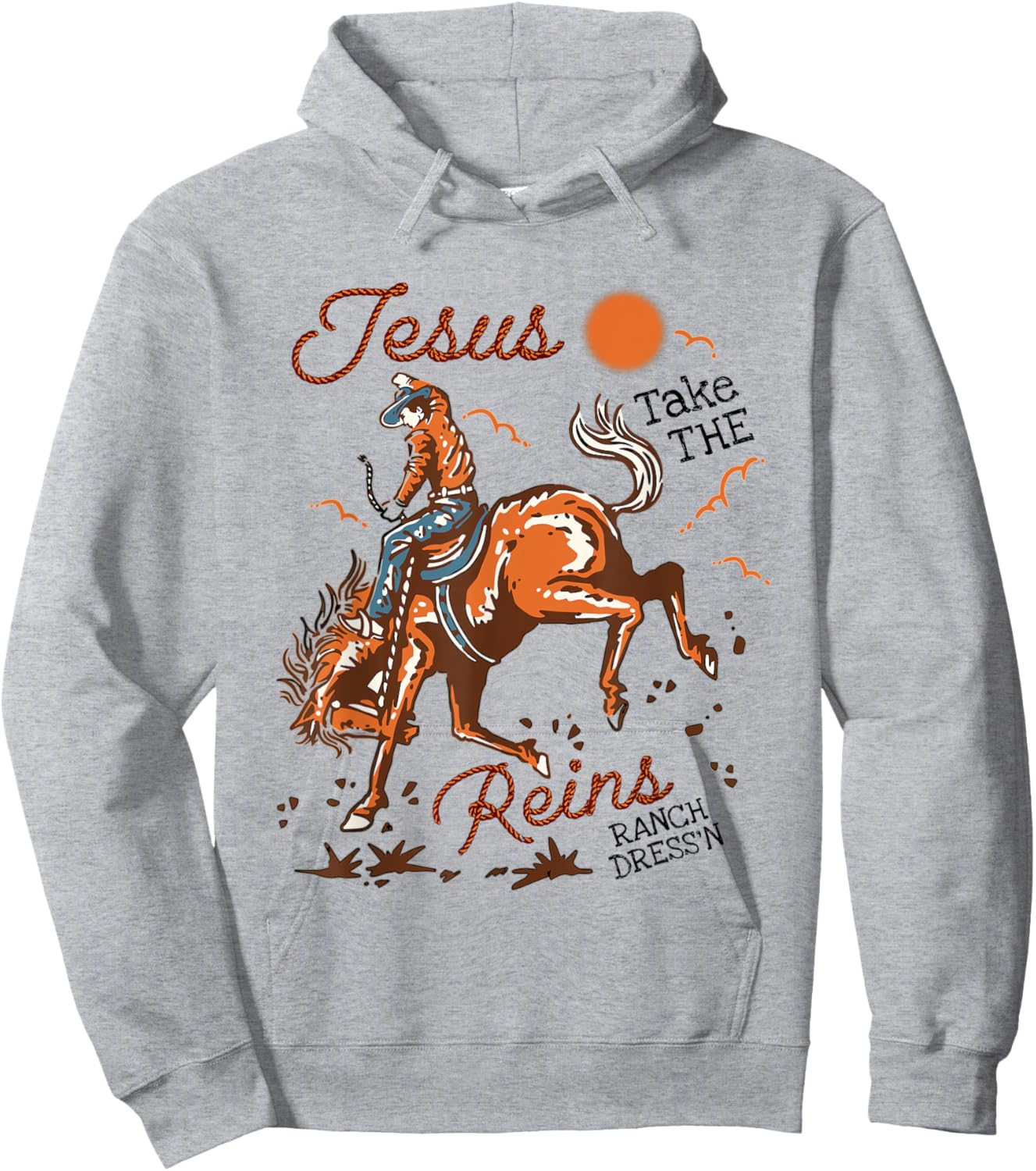 Jesus Take The Reins Vintage Cowboy Hoodie - Hoodie | Ash