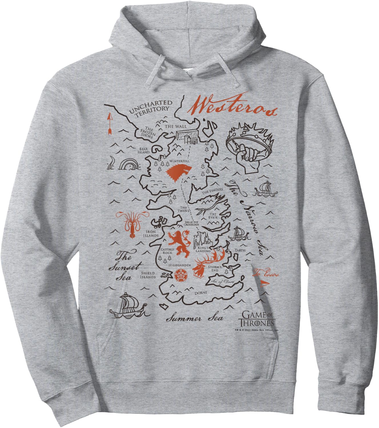 Game Of Thrones Map Of Westeros Hoodie - Hoodie | Ash