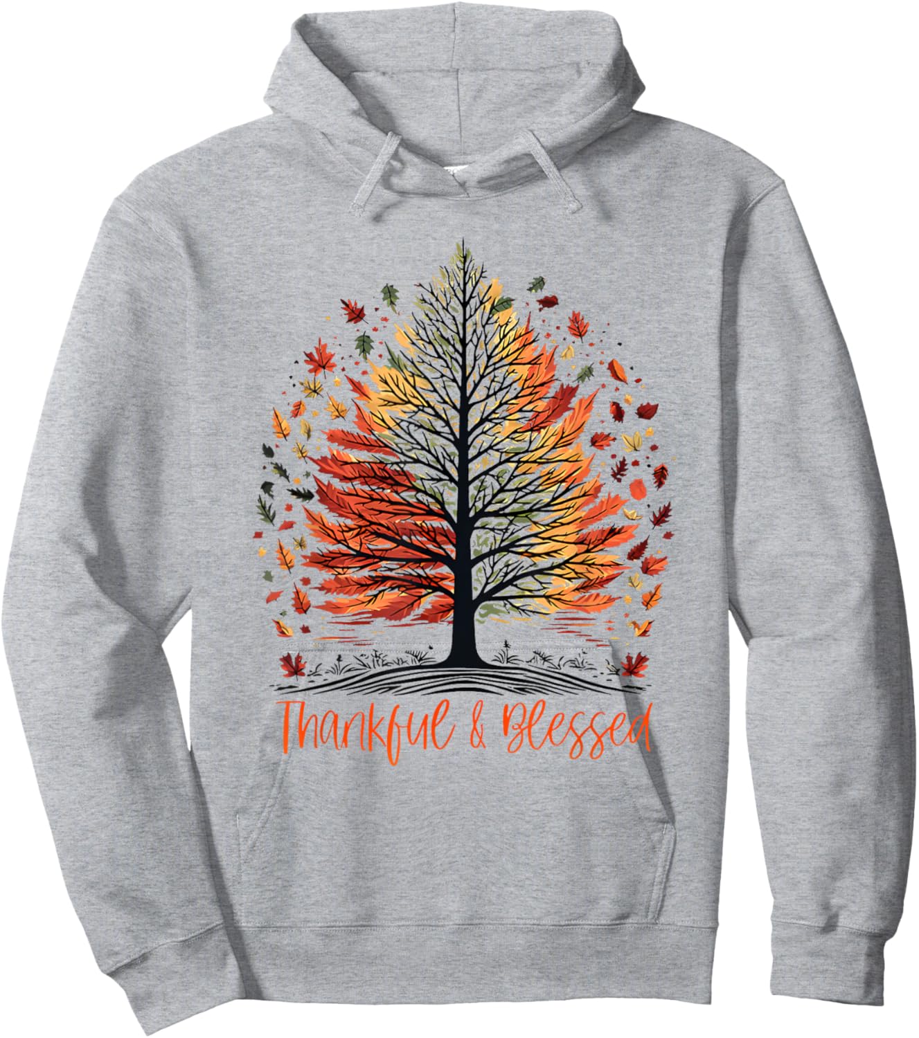 Thankful Blessed Autumn Tree Hoodie - Hoodie | Ash