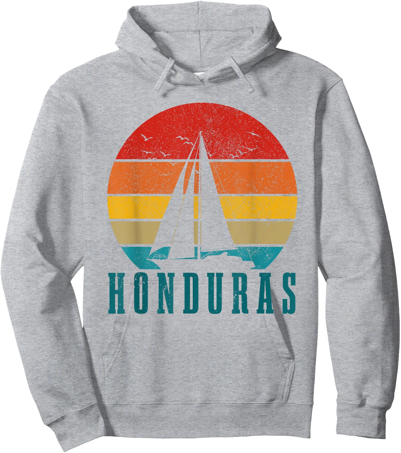 Honduras Vintage Sailing Boat Sailor Souvenir Hoodie - Hoodie | Ash