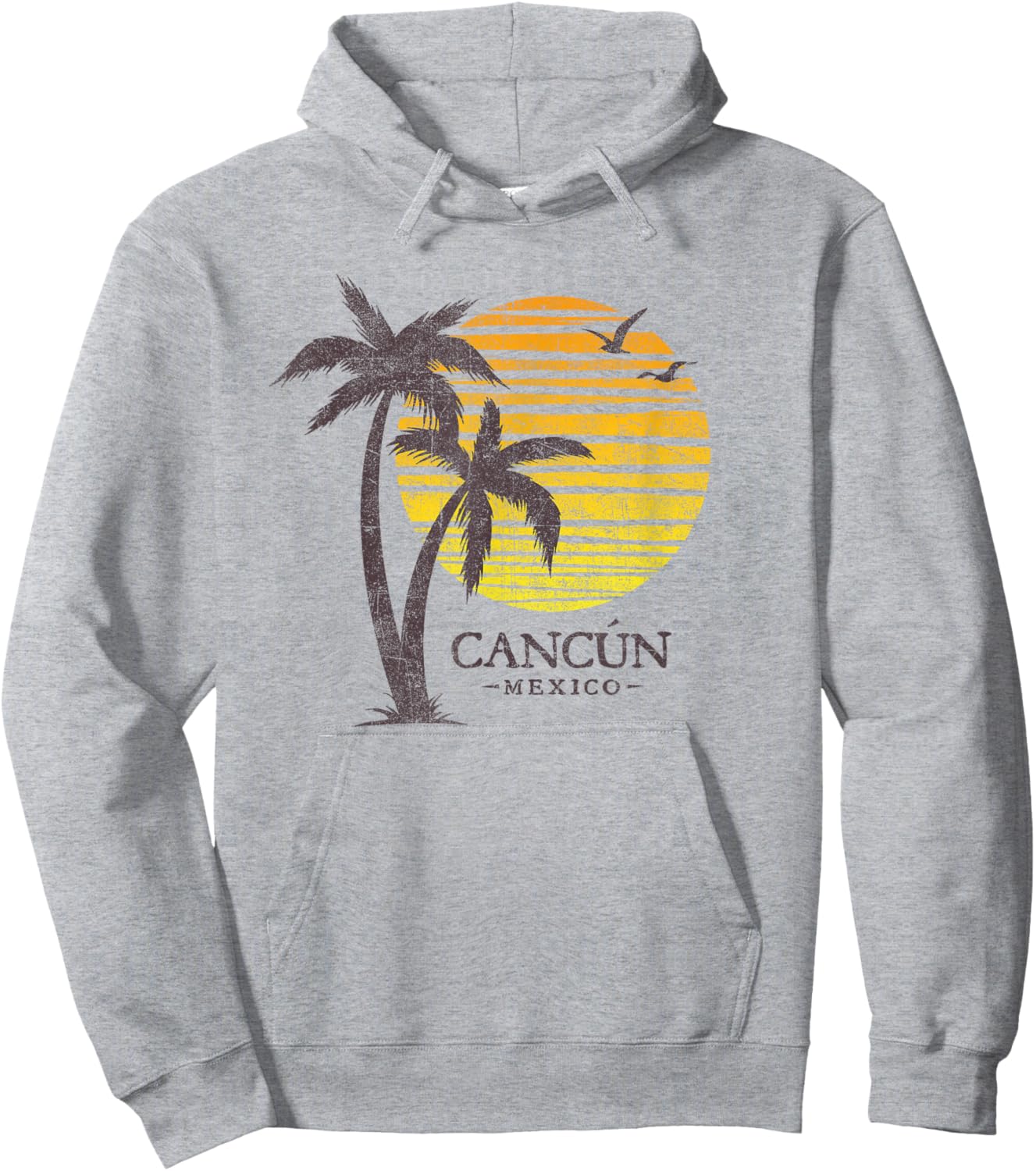 Cancun Mexico Souvenir Beach Sunset Vintage Hoodie - Hoodie | Ash