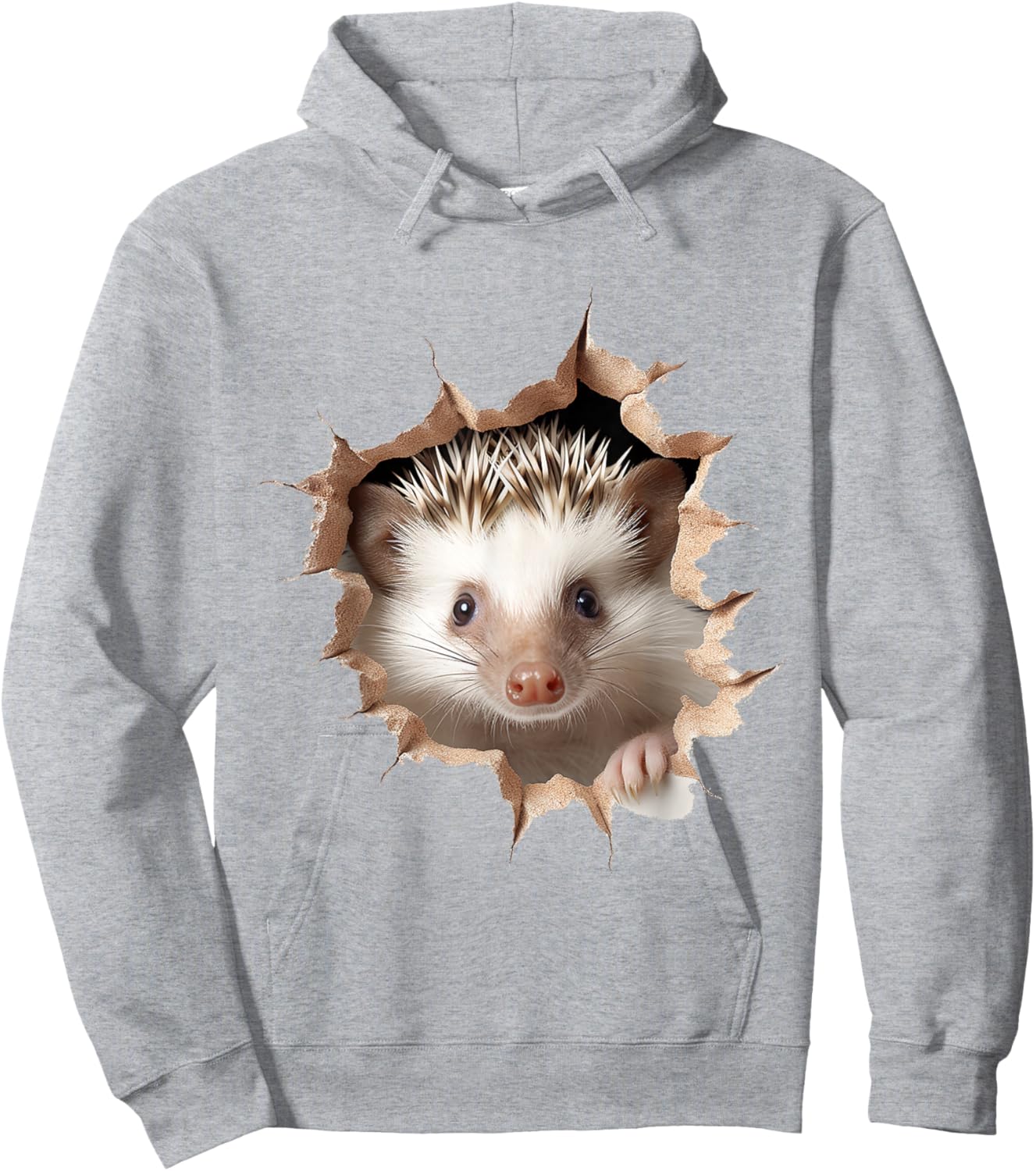 Hedgehog Animal Print Portrait Cute Hedgehog Hoodie - Hoodie | Ash