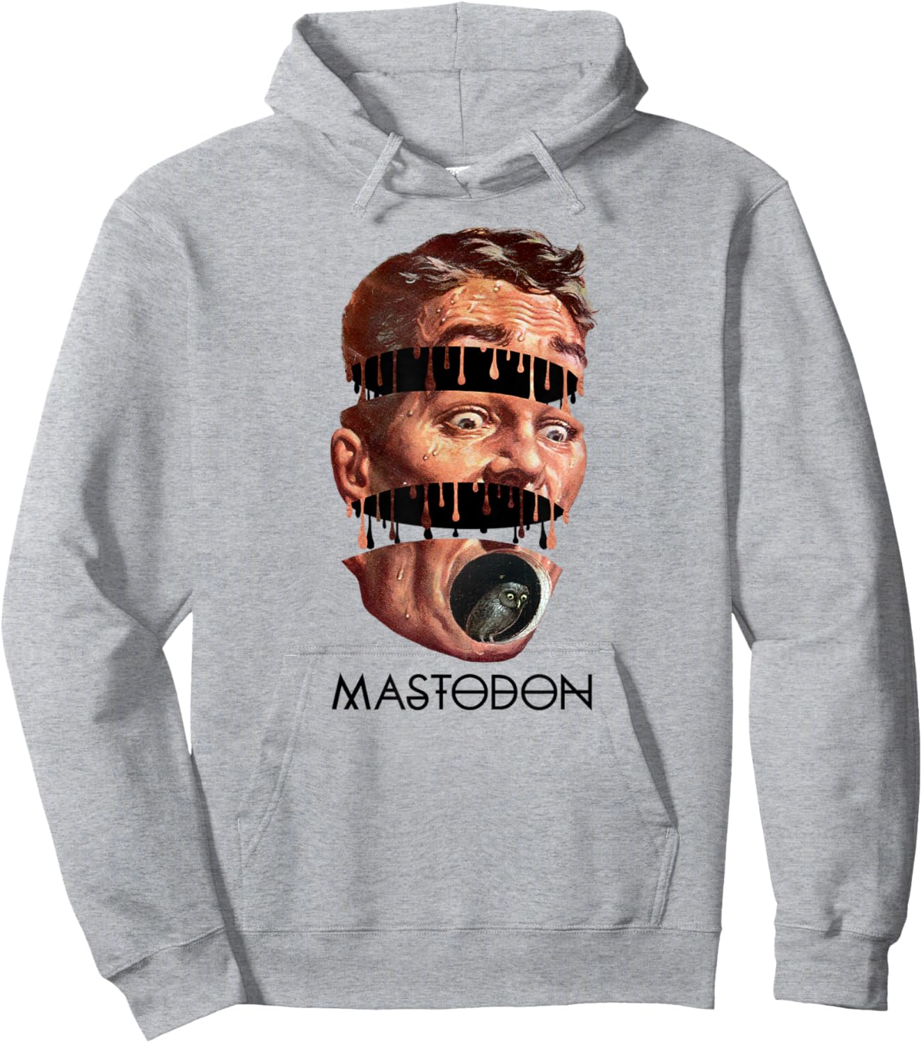 Mastodon – Head Split Owl Hoodie - Hoodie | Ash