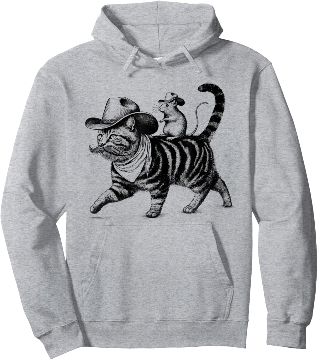 Cowboy Cat Kitten Rat Vintage Retro Hoodie - Hoodie | Ash
