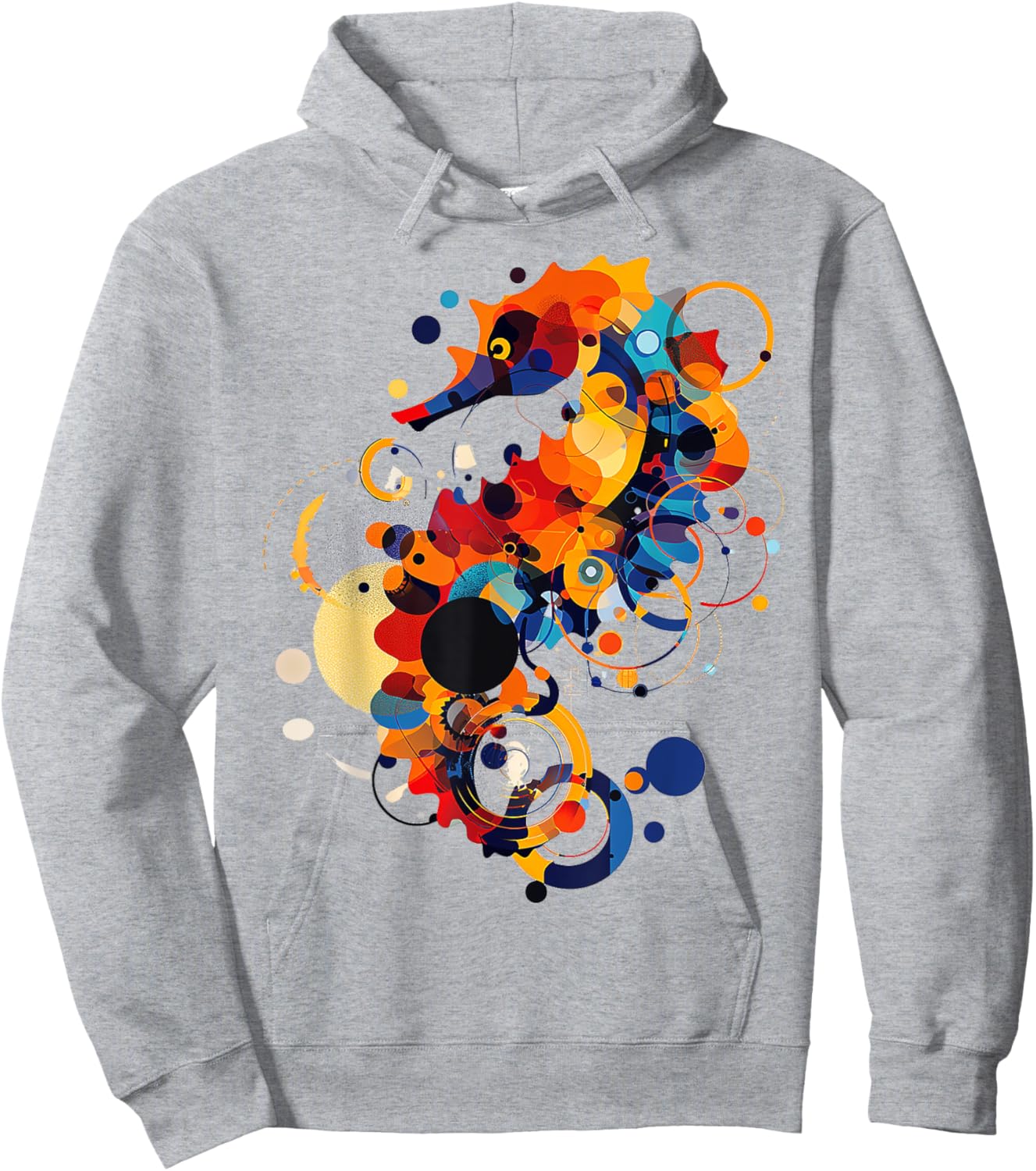 Seahorse Abstract Animal Geometric Art Seahorse Hoodie - Hoodie | Ash