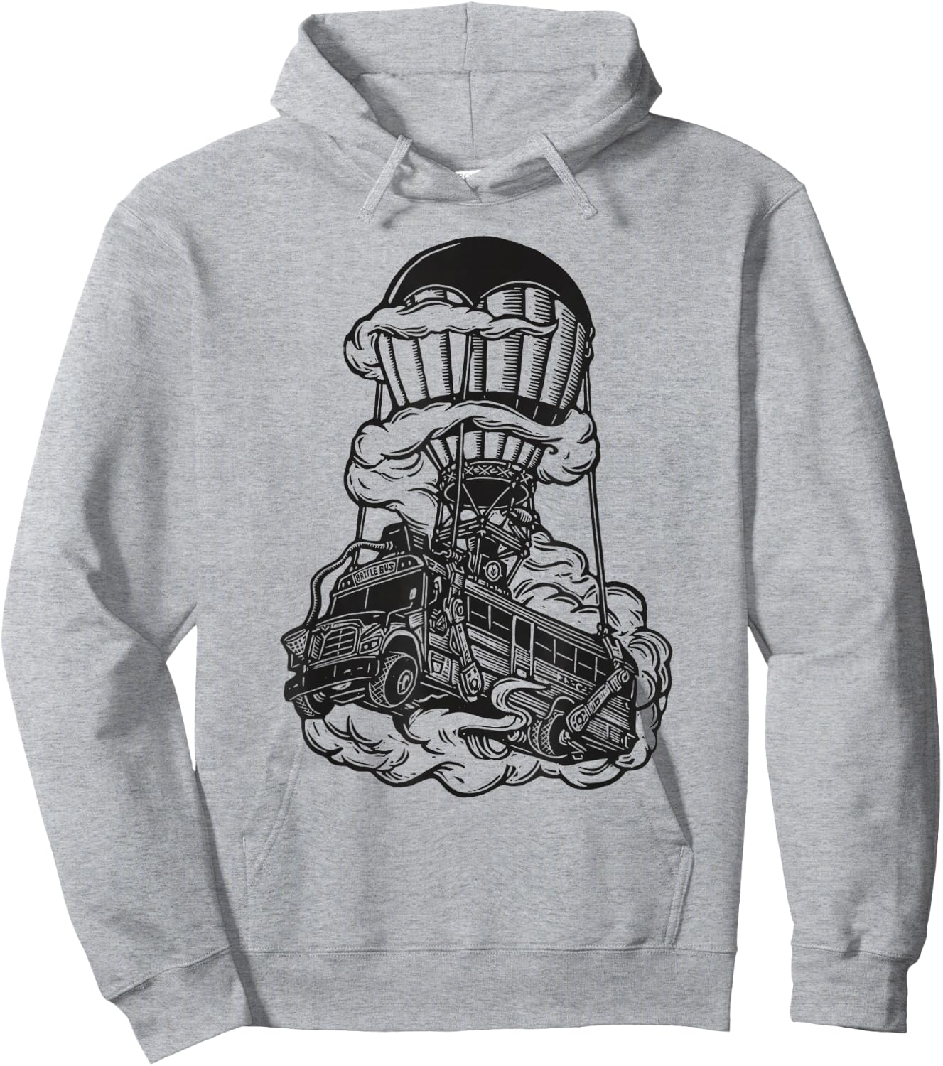 Fortnite Battle Bus Flying Line Art Hoodie - Hoodie | Ash