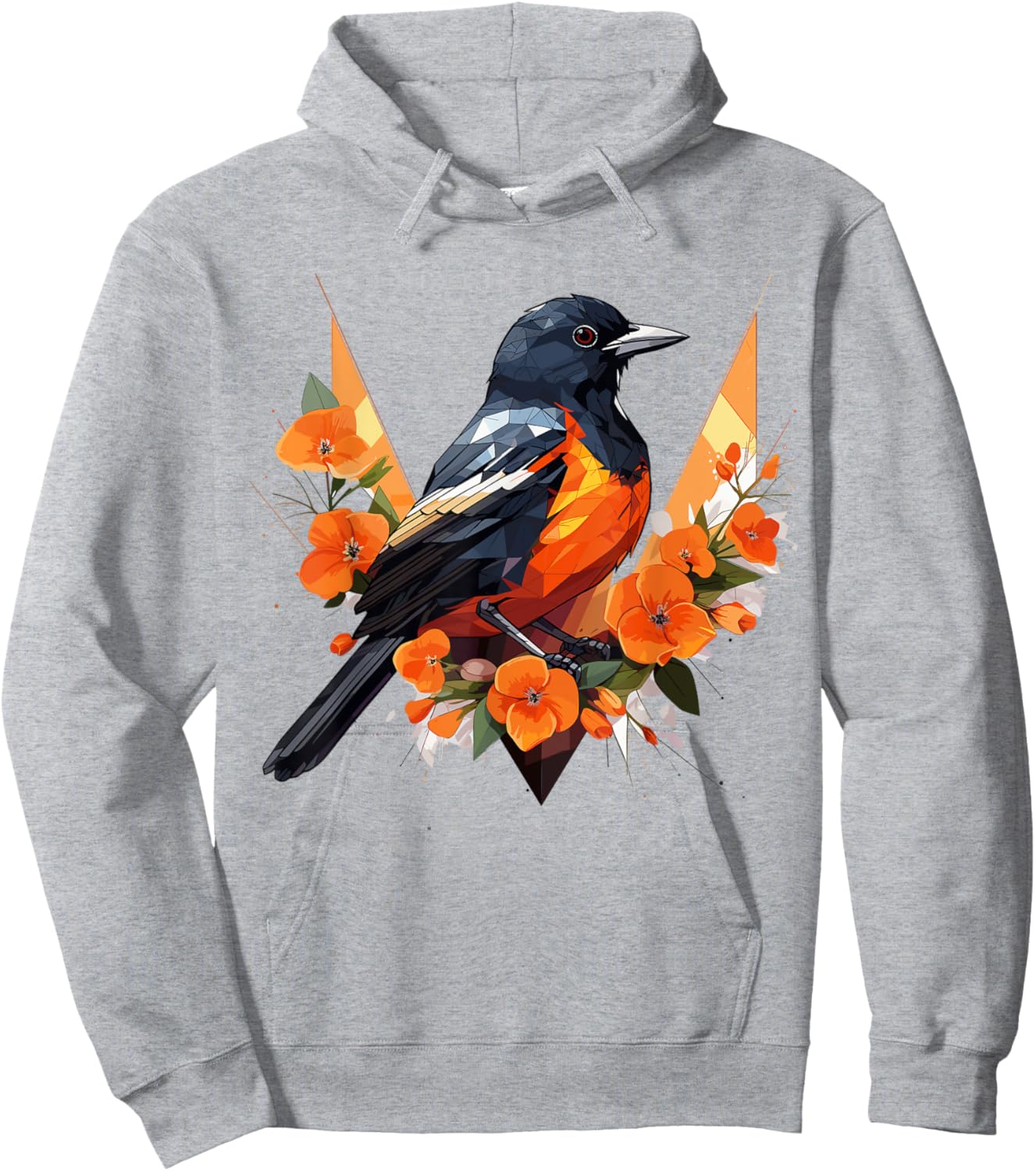 Oriole Geometric Patten Art,Cute Oriole Lover Hoodie - Hoodie | Ash