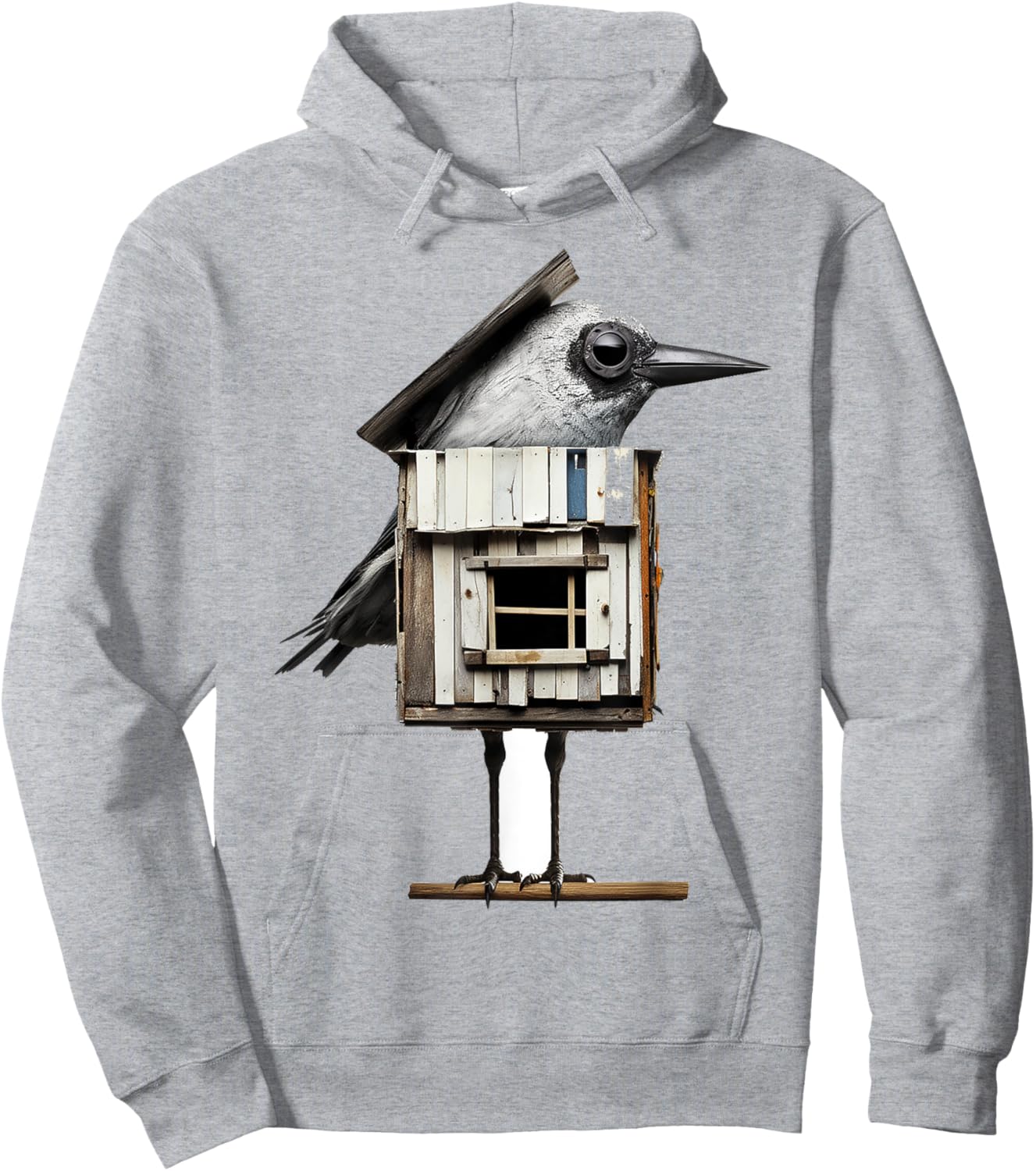 Bird Drawing Art Sculpture Animal Graphic Bird Hoodie - Hoodie | Ash