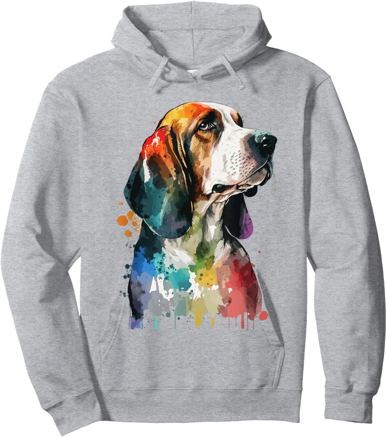 Bassett Hound Dog watercolor portrait Hoodie - Hoodie | Ash